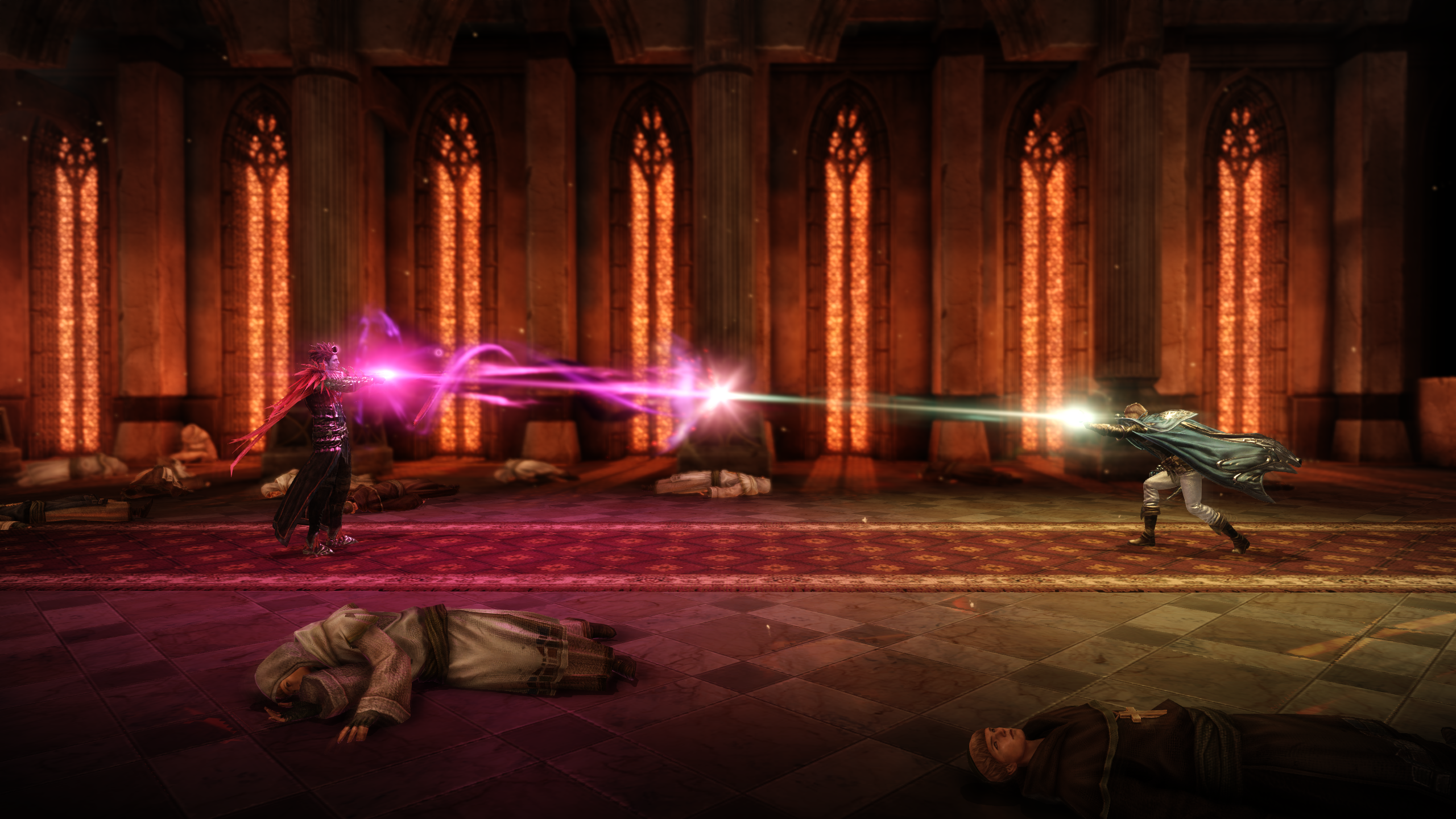 A cutscene in Lost Ark showing two wizards doing battle.