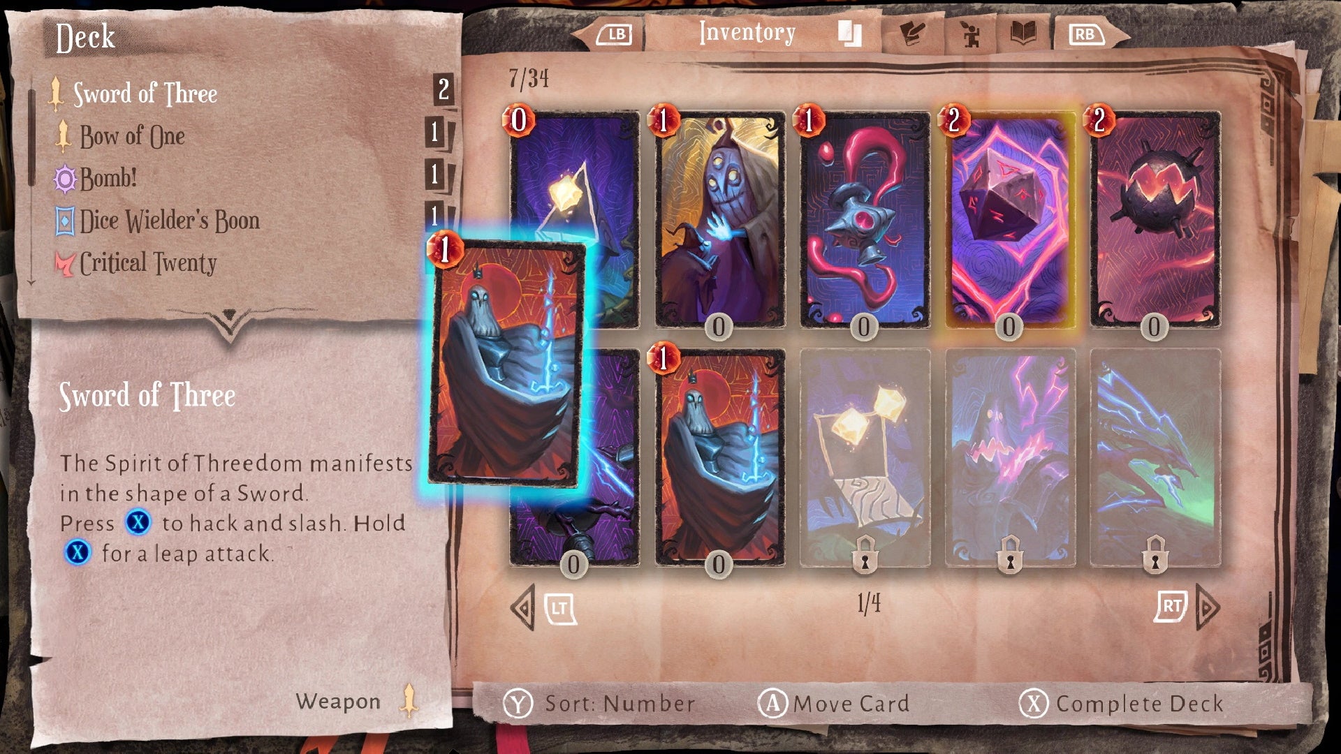 A view of the player's deck in Lost In Random.