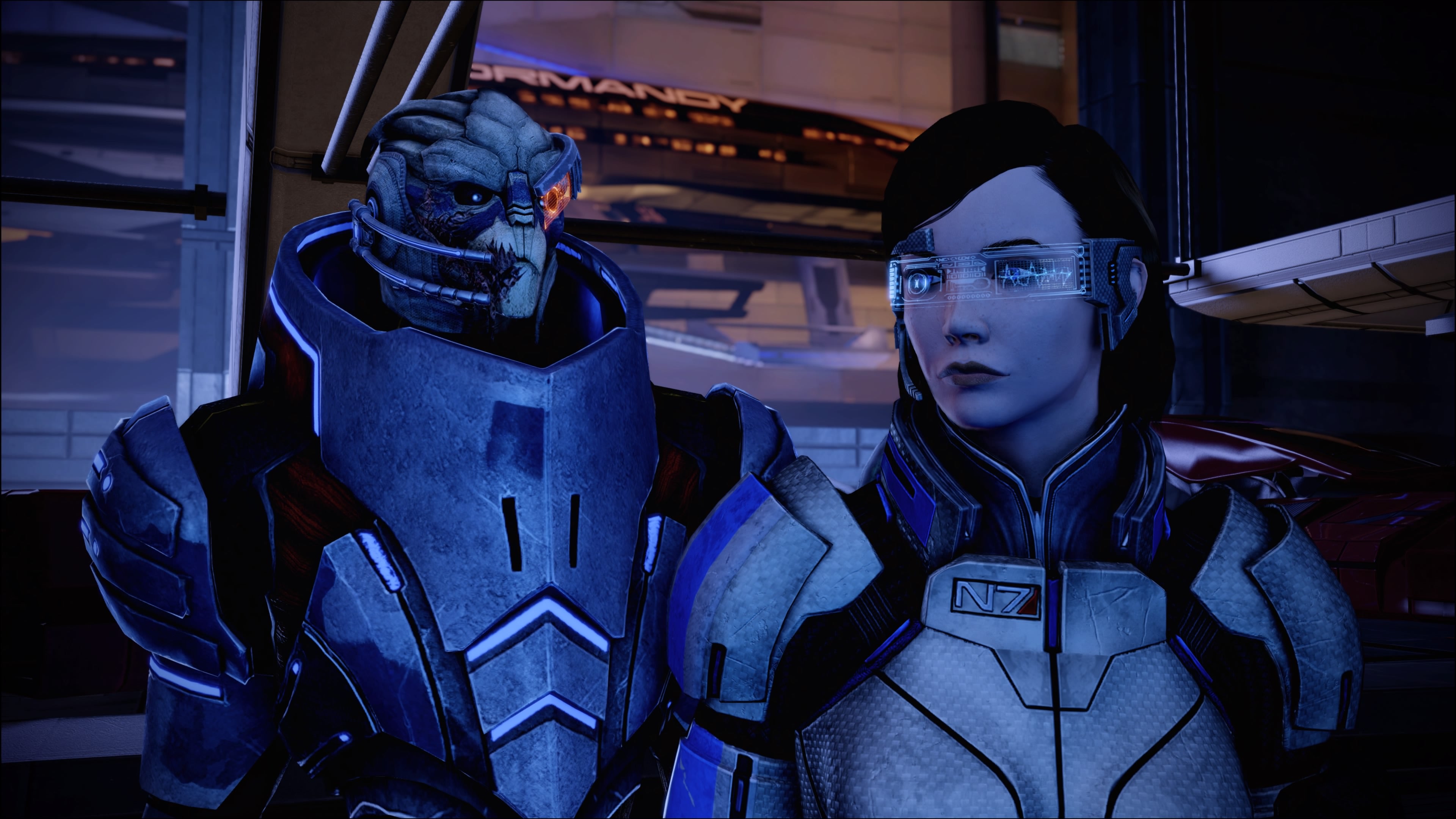 Garrus and Shepard stood next to each other during Garrus's loyalty mission in Mass Effect 2.