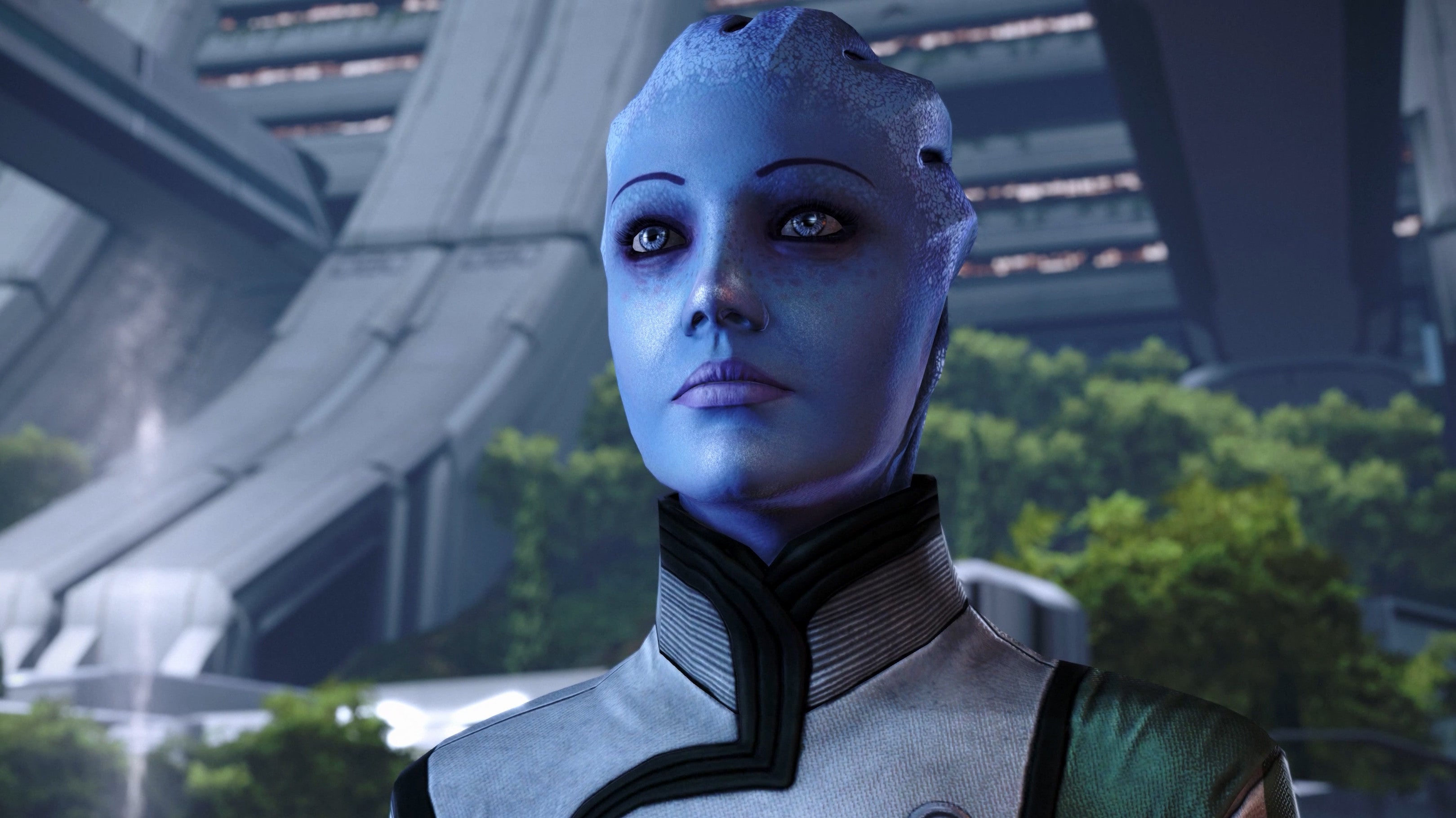 Liara in a Mass Effect: Legendary Edition screenshot.