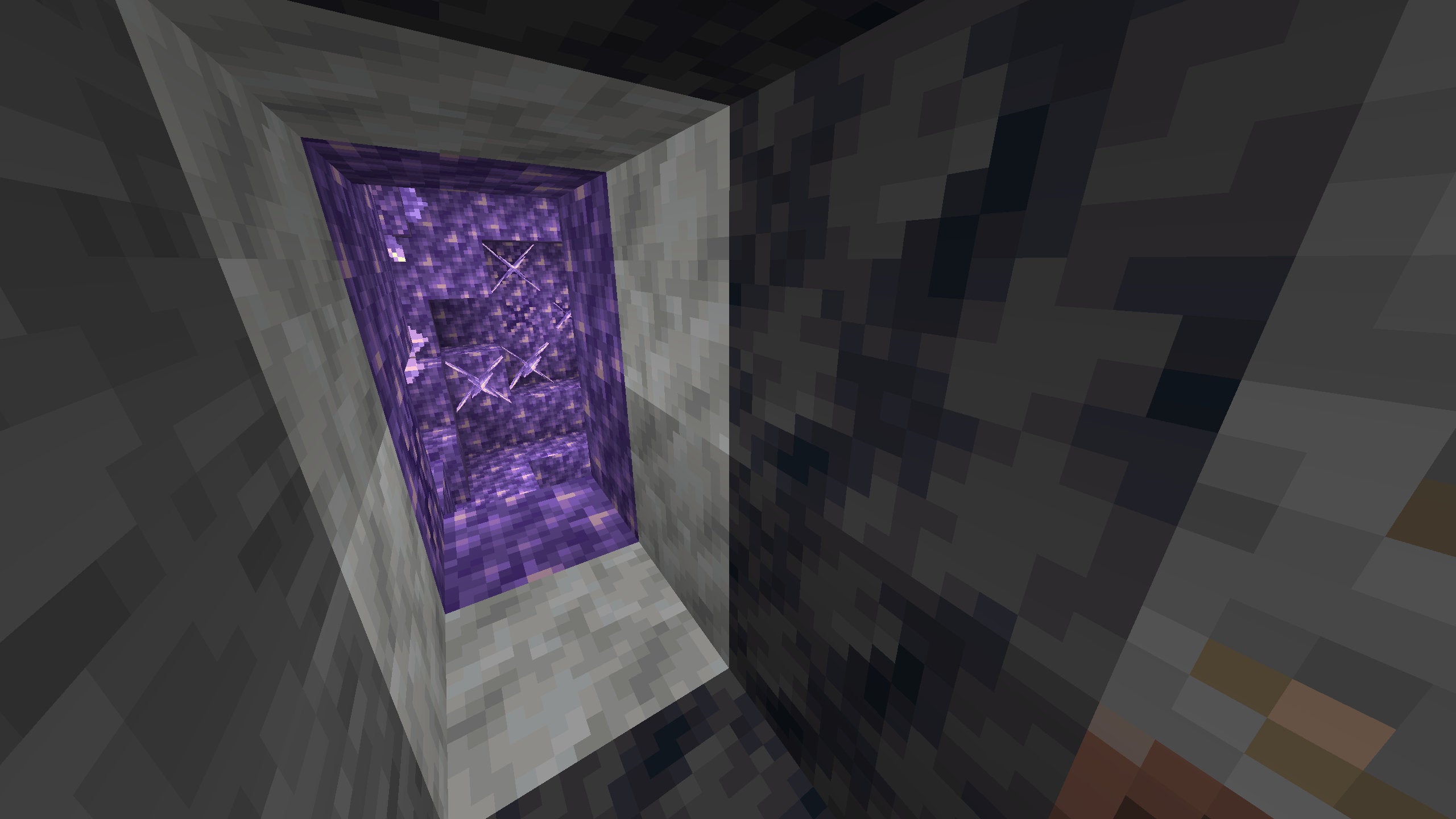 A Minecraft screenshot of an Amethyst Geode