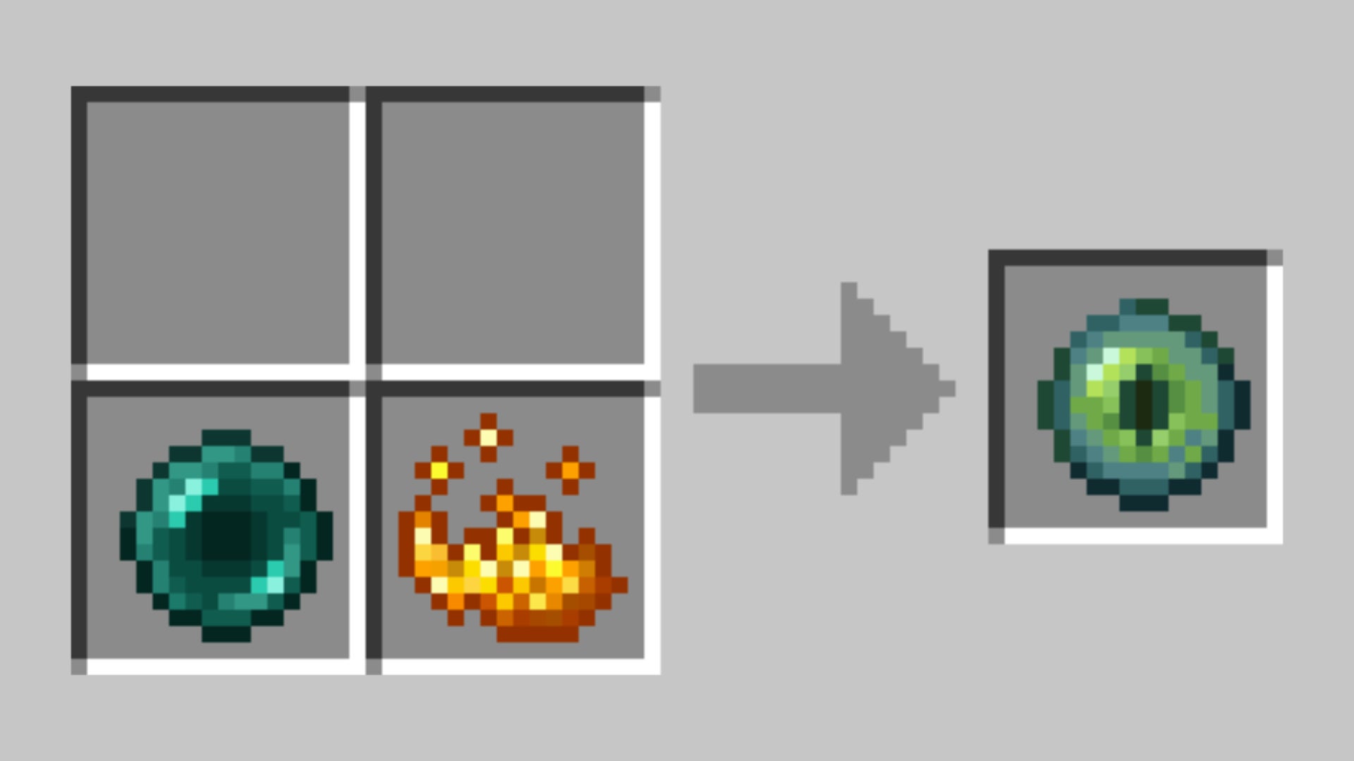 The recipe for crafting an Eye Of Ender out of an Ender Pearl and Blaze Powder in Minecraft.