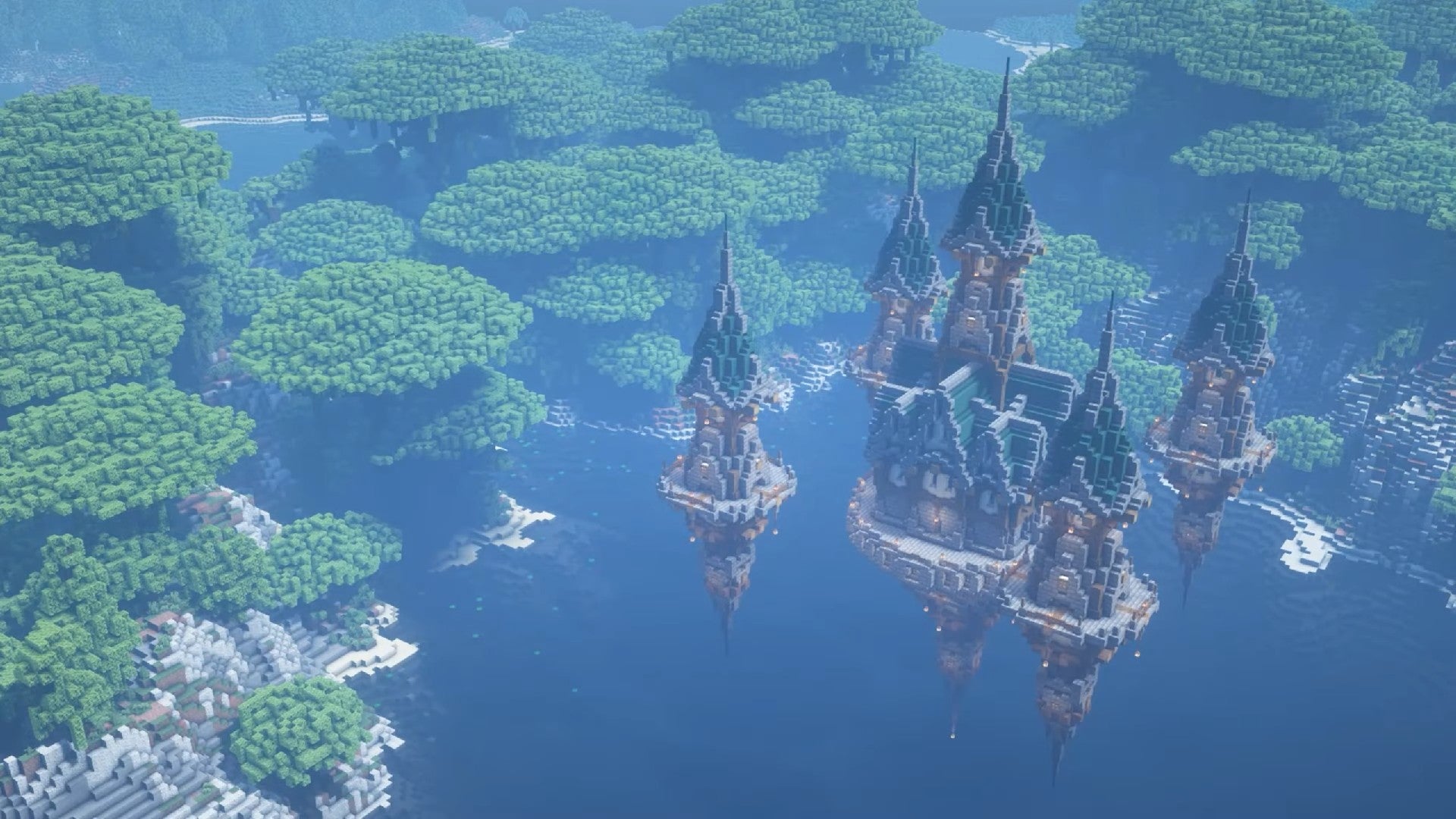 Floating castle built in Minecraft