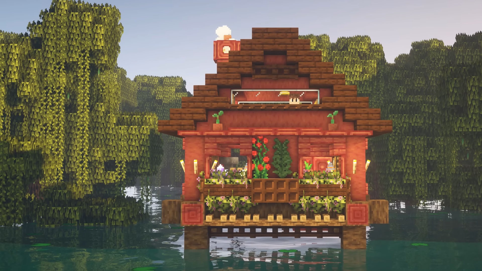 Une maison Mangrove Swamp à Minecraft, construite par le YouTuber Folli.