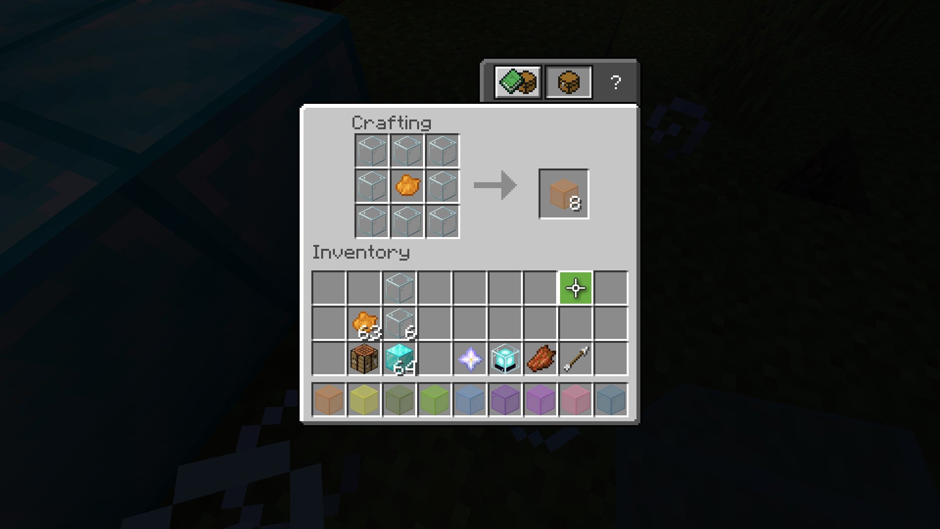 minecraft using dye and glass to make coloured glass