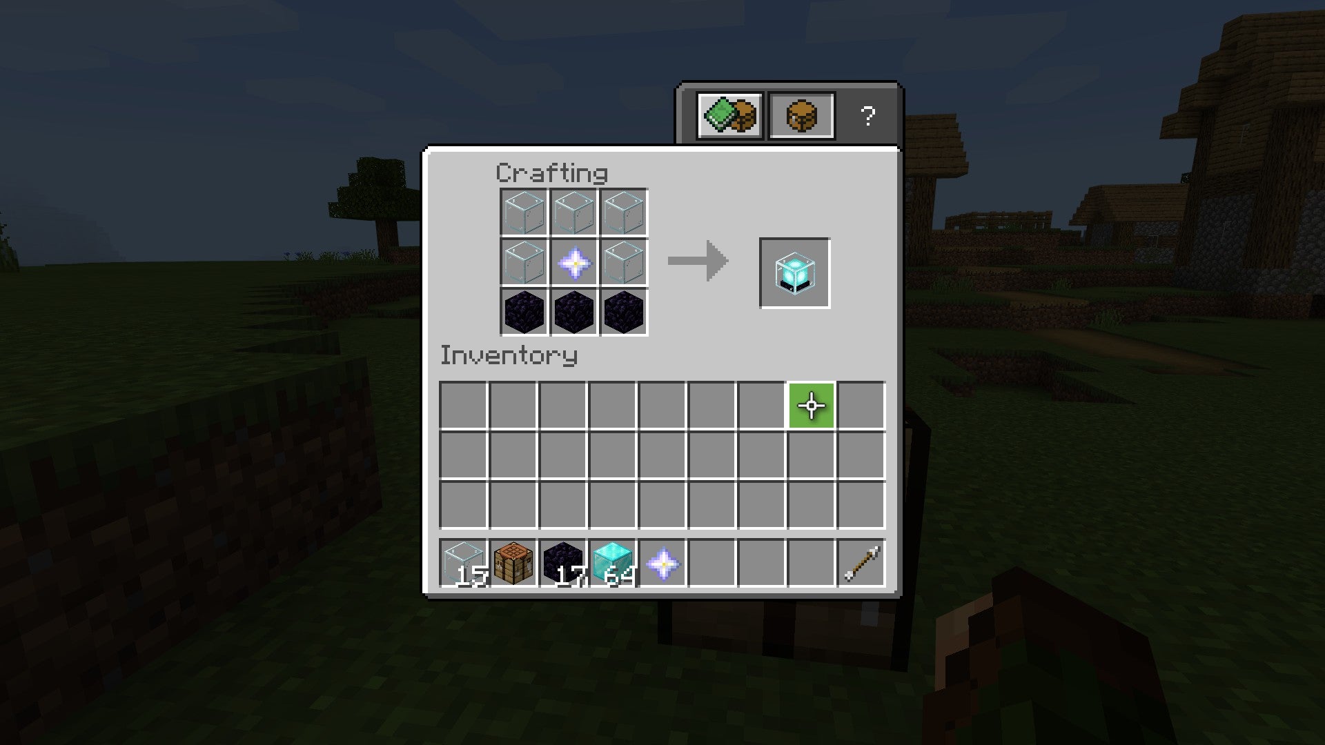 minecraft making a beacon using glass, obsidian, and a nether star in a crafting table