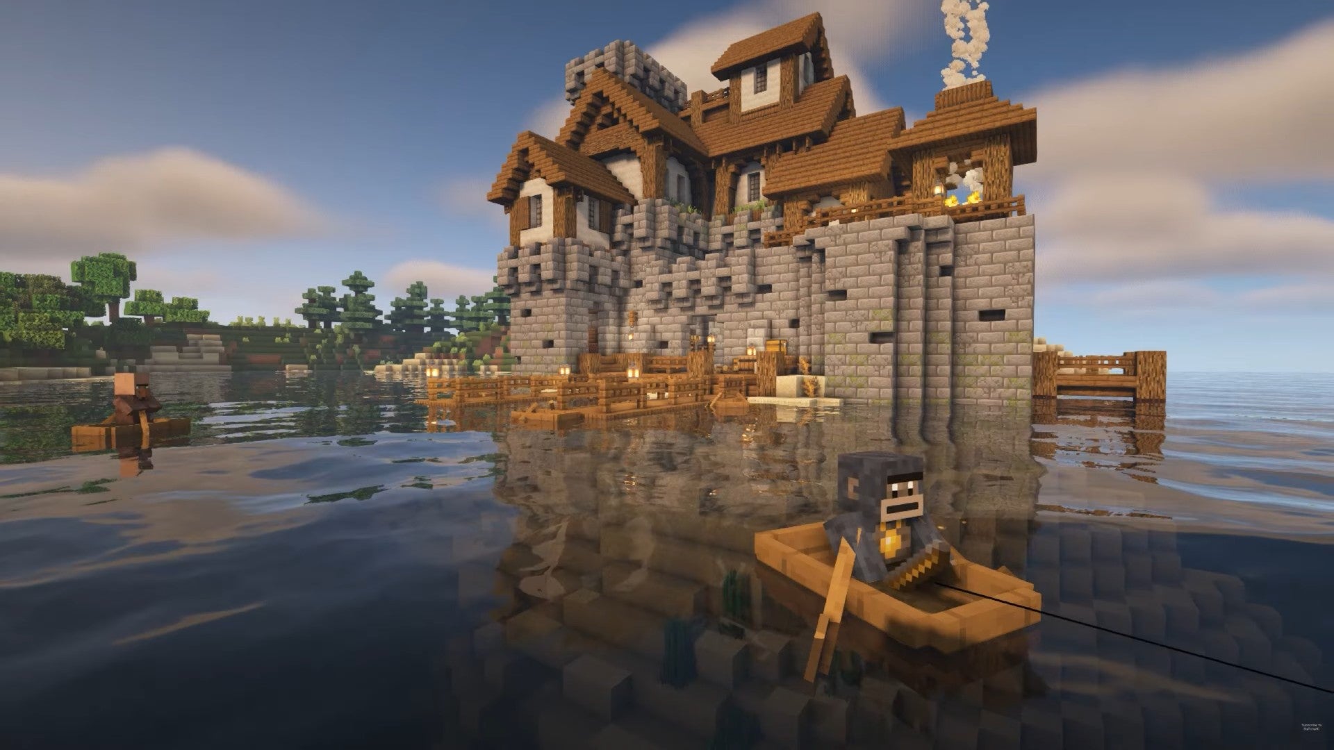 Island fortress built in Minecraft