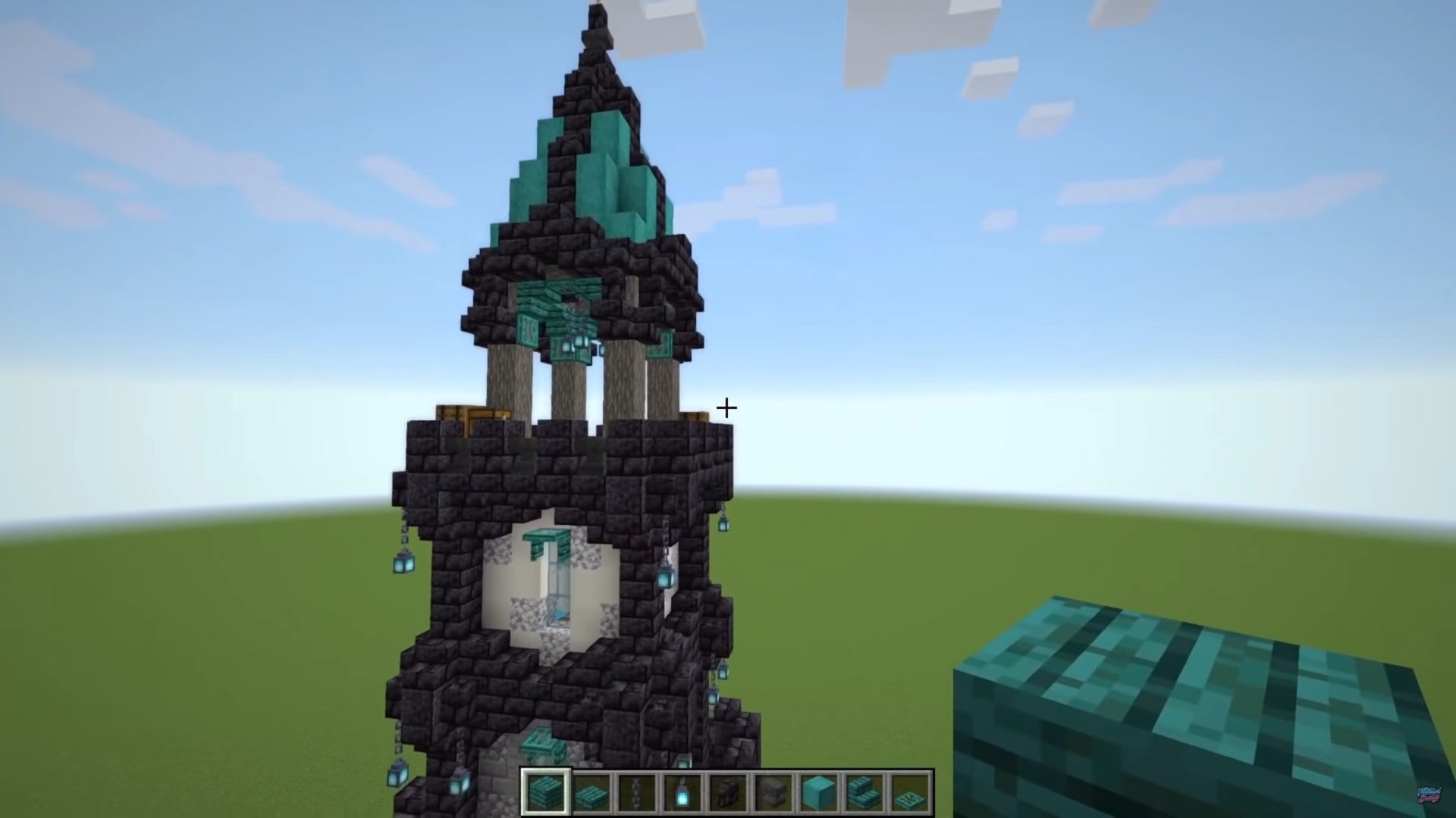 A medieval tower built in Minecraft