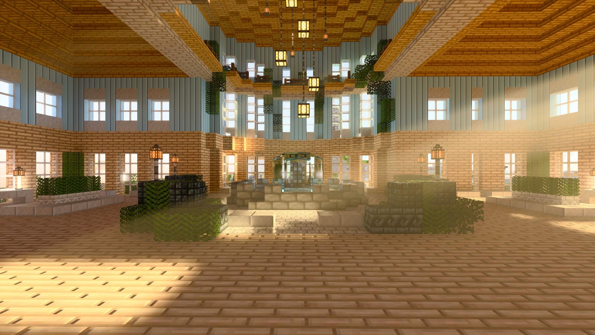 Minecraft light shining through windows with ray tracing enabled