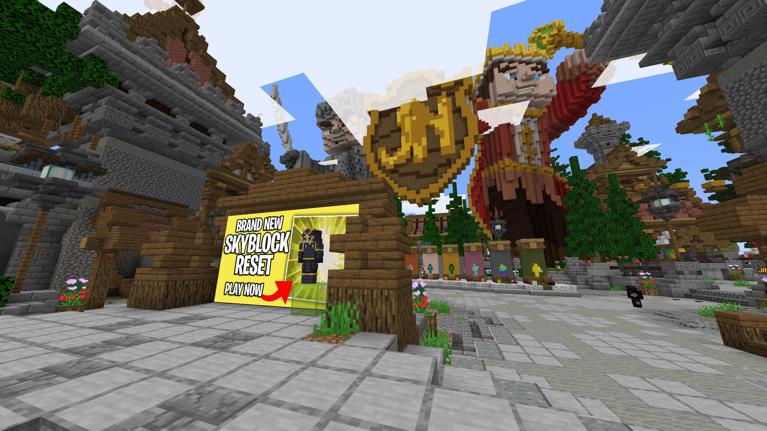 A Minecraft screenshot of the lobby of the Jartex server.