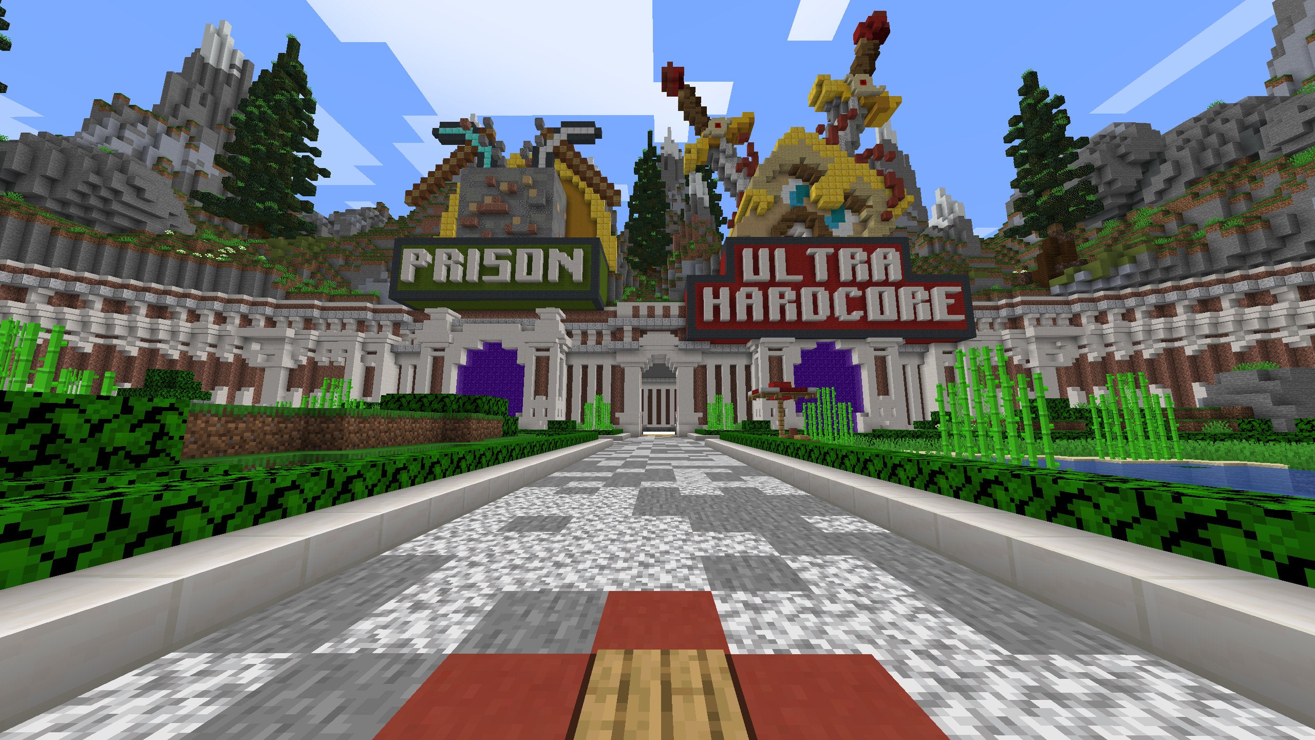 A Minecraft screenshot of the lobby of the MCCentral server.