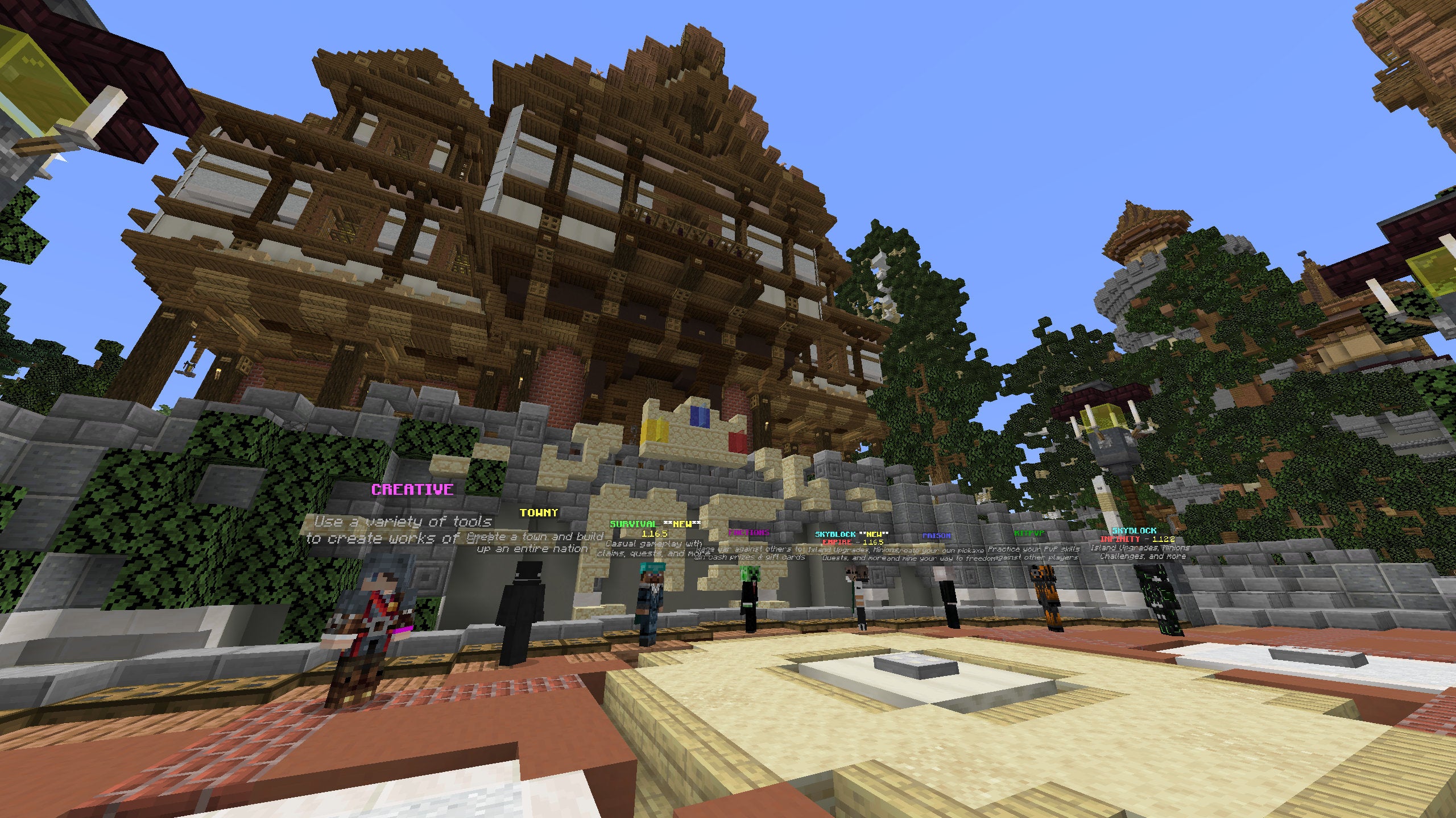 A Minecraft screenshot of the lobby of the MineSuperior server.