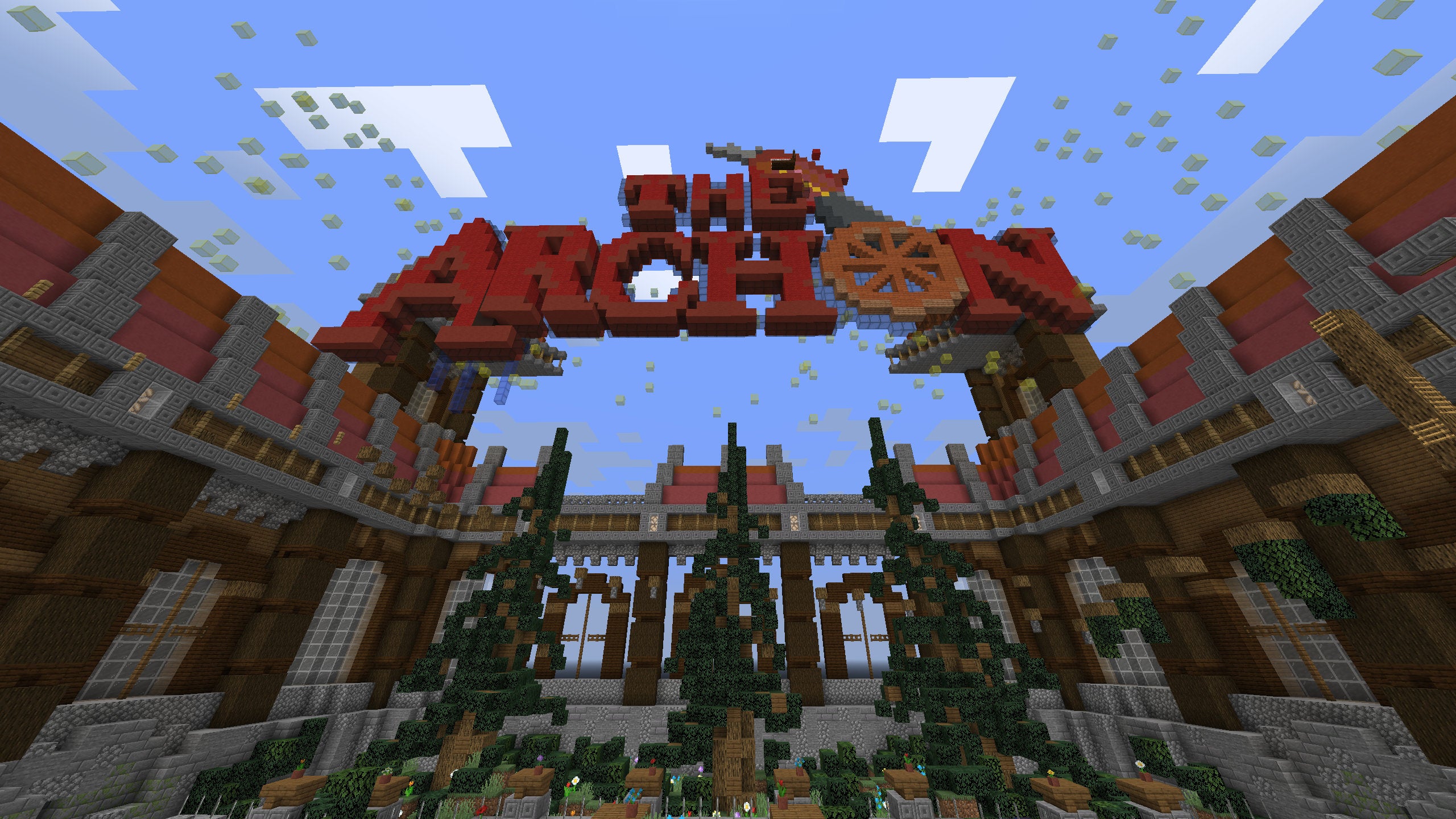 A Minecraft screenshot of the lobby of the TheArchon server.