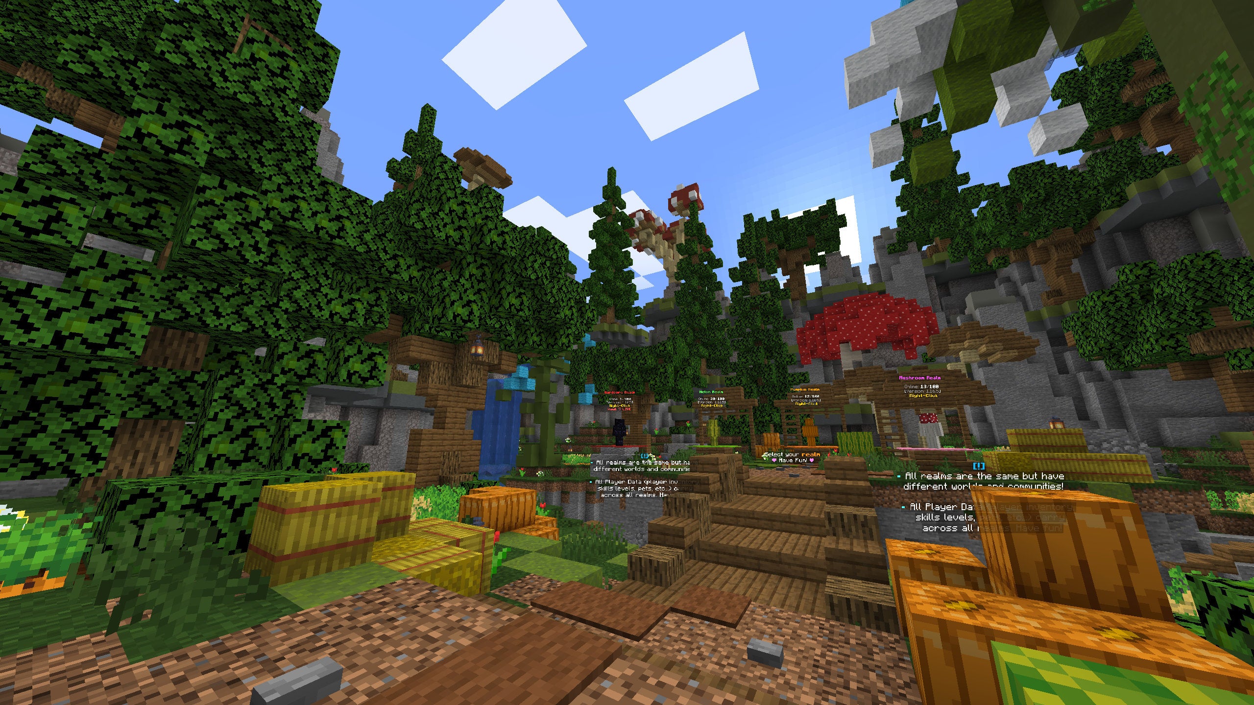 A Minecraft screenshot of the lobby of the Seed server.