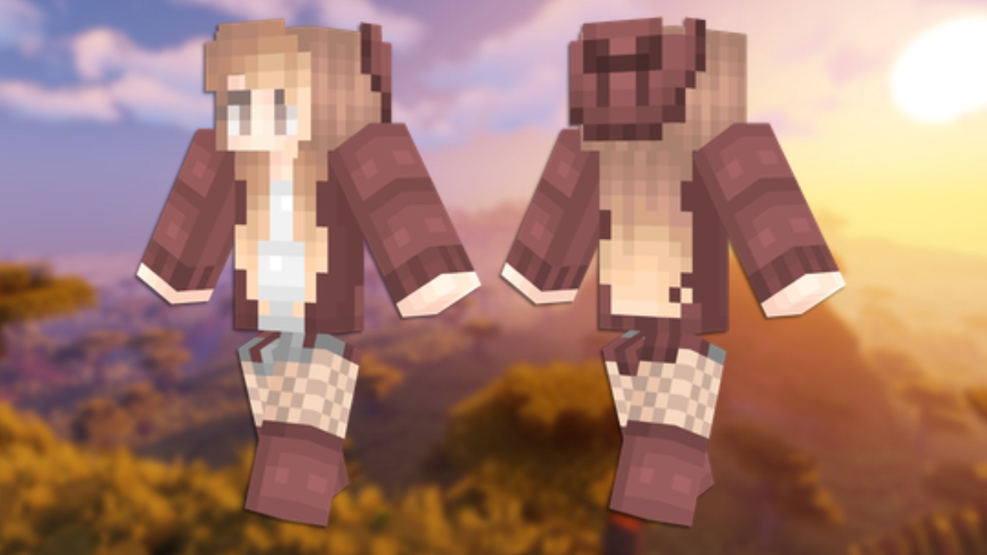 A front and back view of the Autumn Minecraft skin.