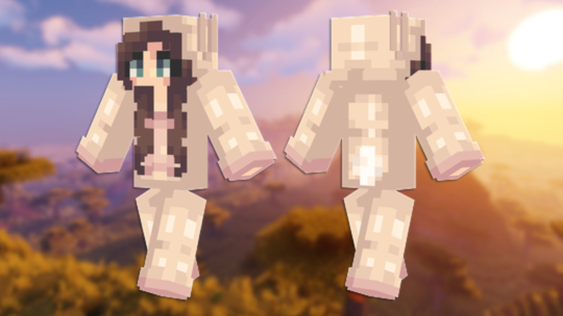 A front and back view of the Marina Minecraft skin.