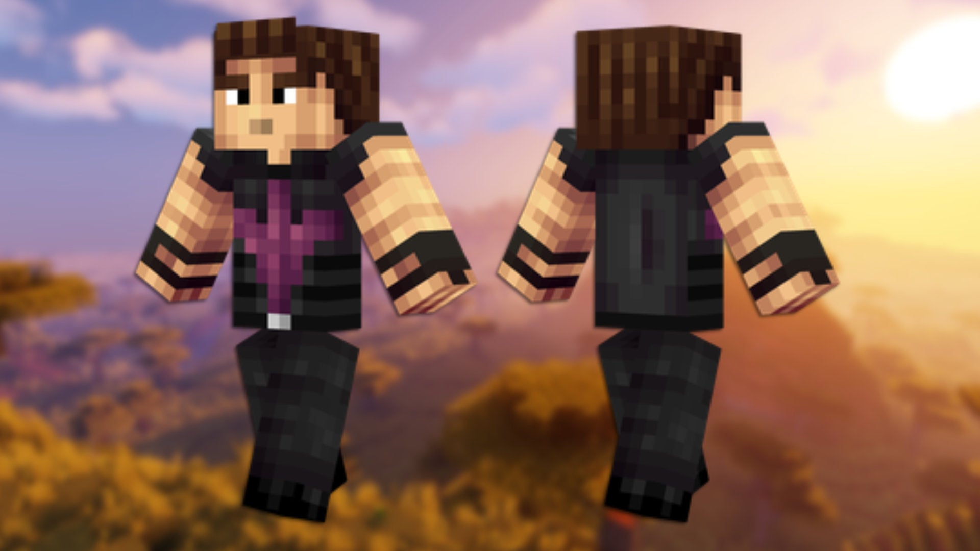A front and back view of the Windranger Minecraft skin.
