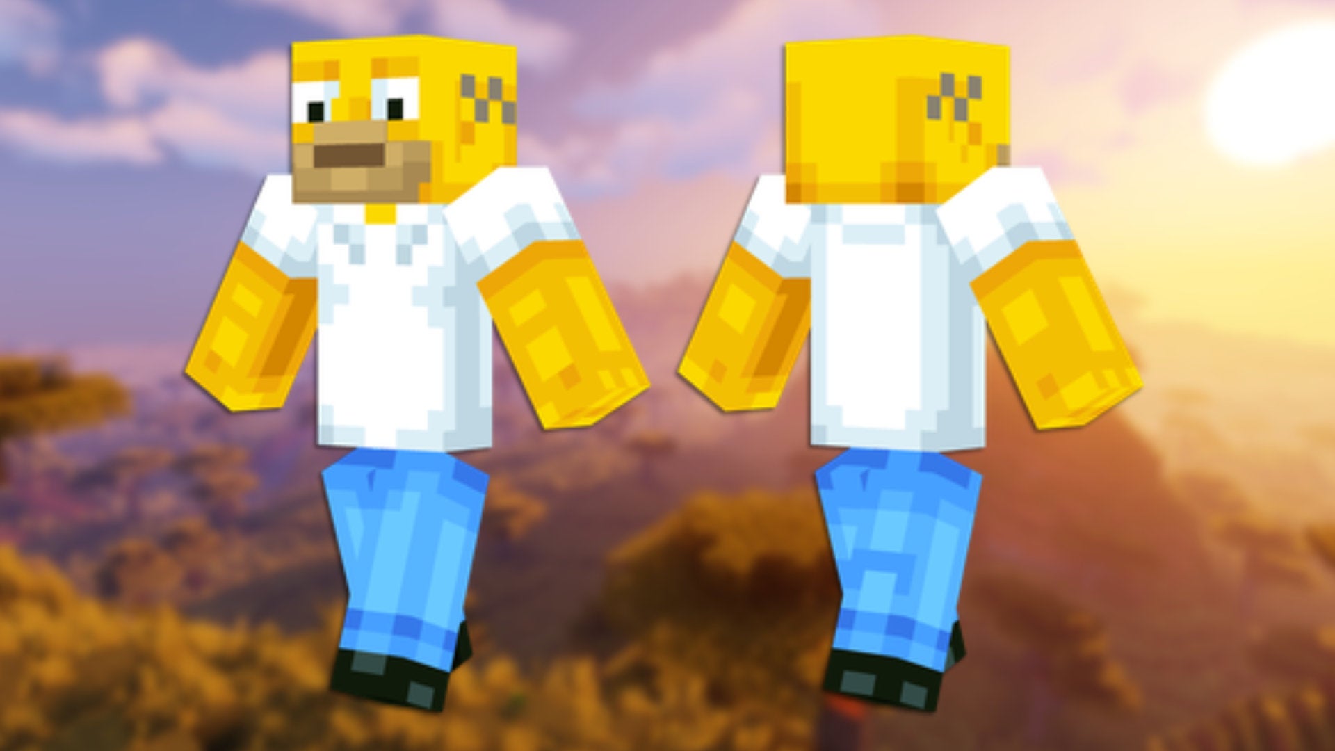 A front and back view of the Bear Minecraft skin.