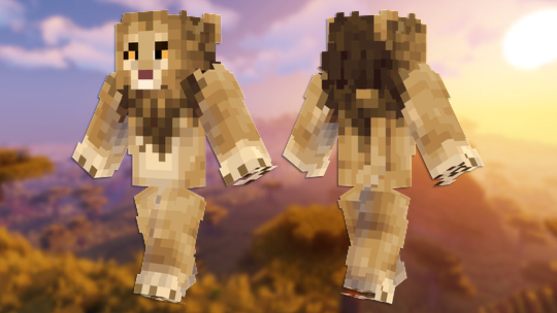 A front and back view of the Lion Minecraft skin.