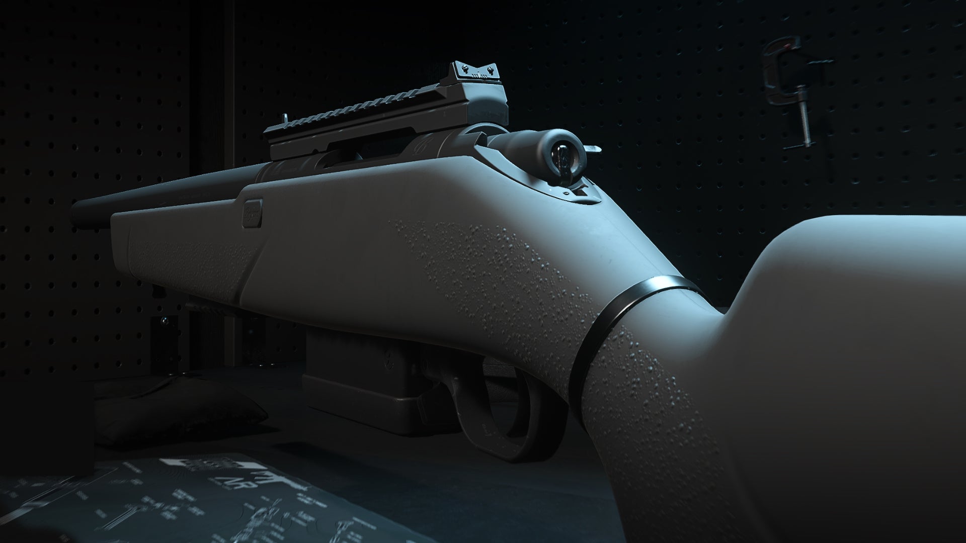 A close-up of the SP-R 208 Marksman Rifle in the Modern Warfare 2 Gunsmith screen.