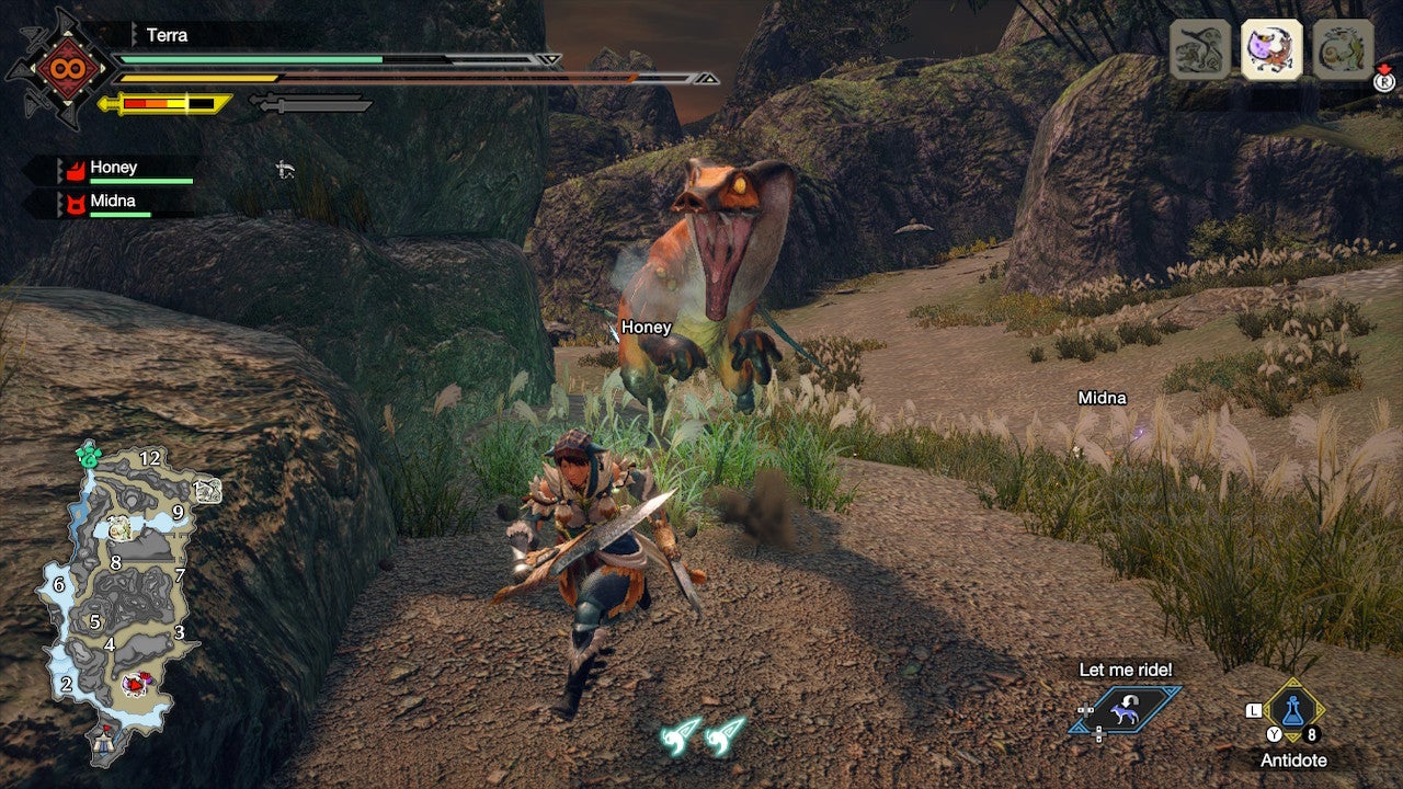يهاجم Wroggi كبير اللاعب في Monster Hunter Rise.