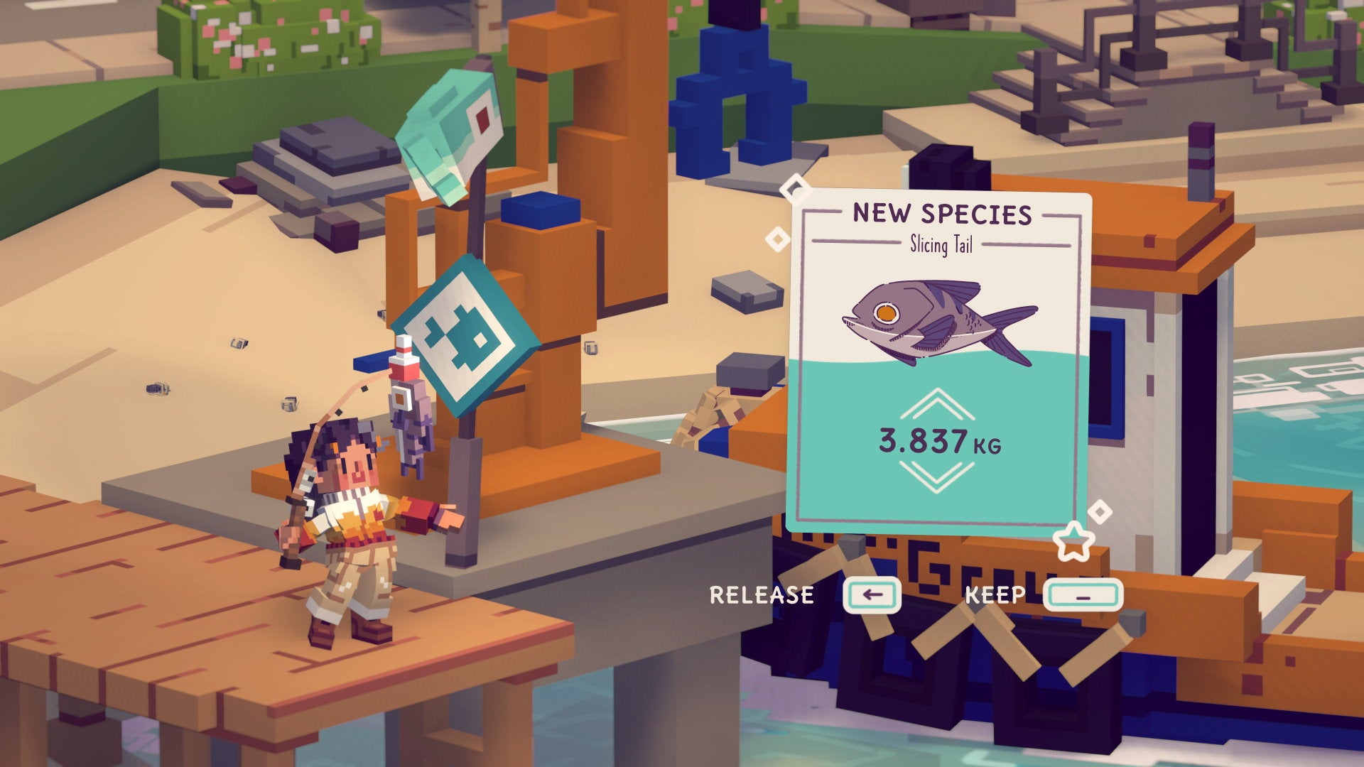 A player catches a fish in Moonglow Bay
