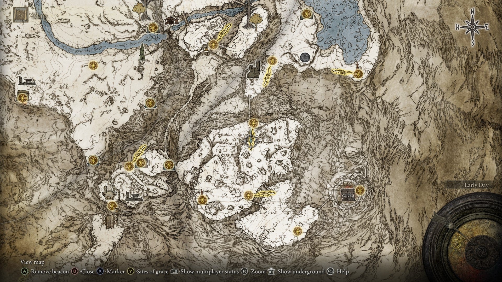 Platsen för Mountaintops of the Giants East kartfragment i Elden Ring