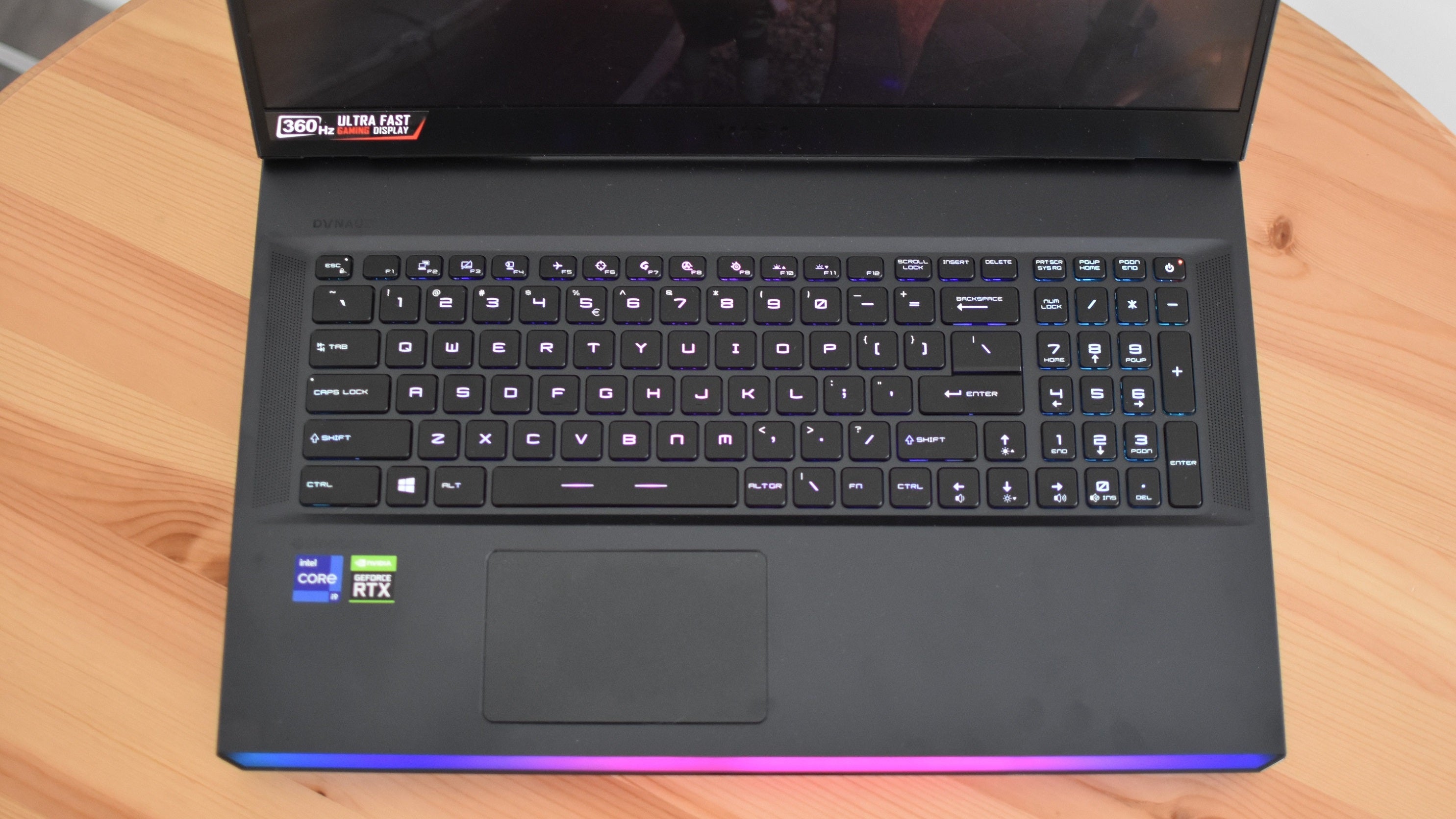 A photo of the MSI GE76 Raider gaming laptop's keyboard.