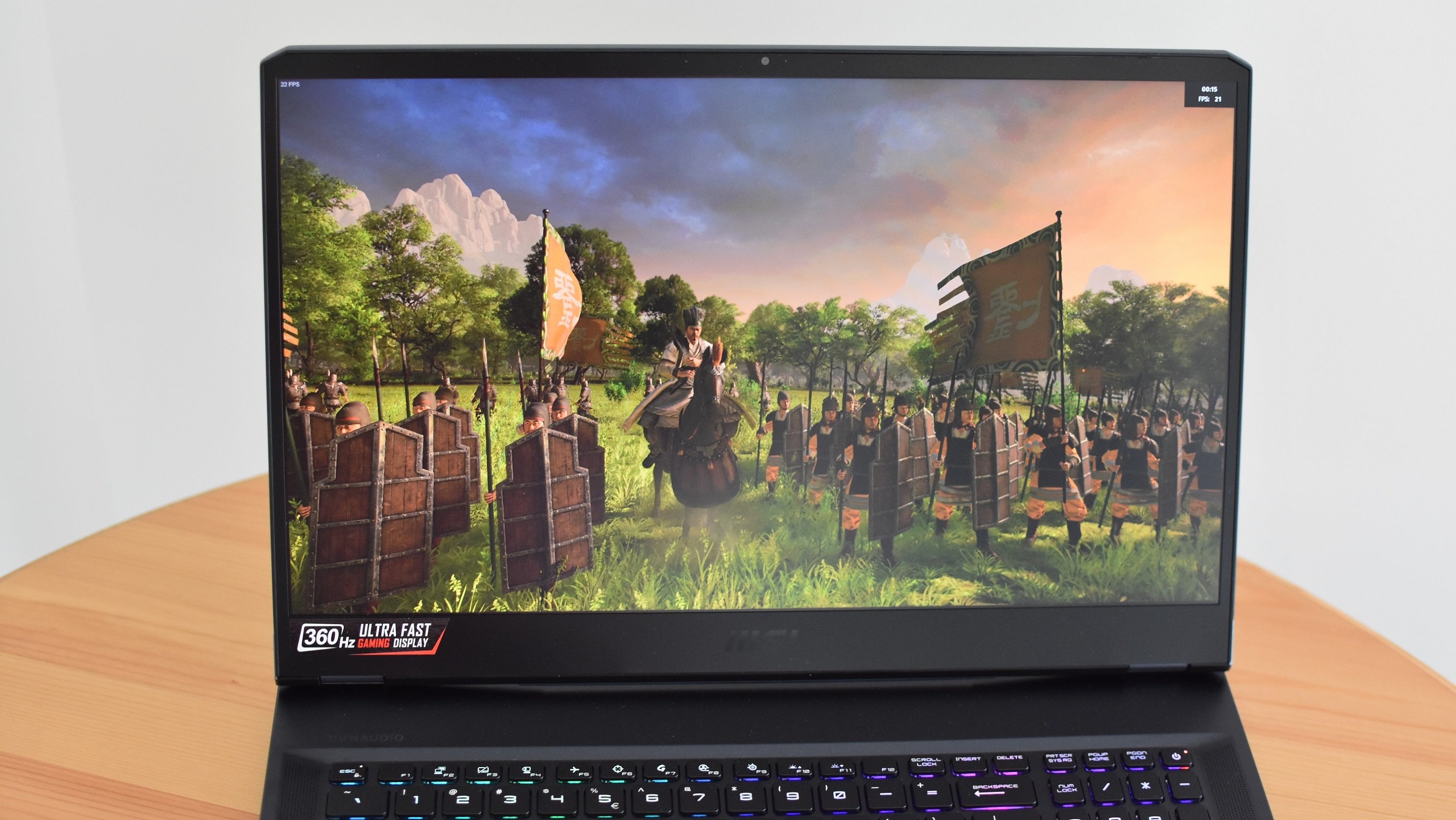 A photo of the MSI GE76 Raider gaming laptop's screen.