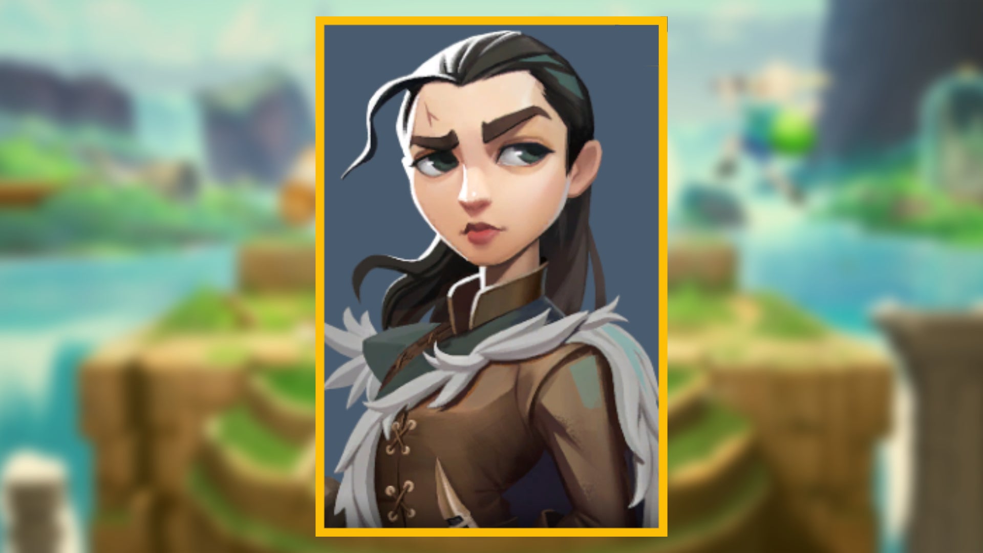 The character portrait of Arya, a playable character in MultiVersus, against a blurred background.