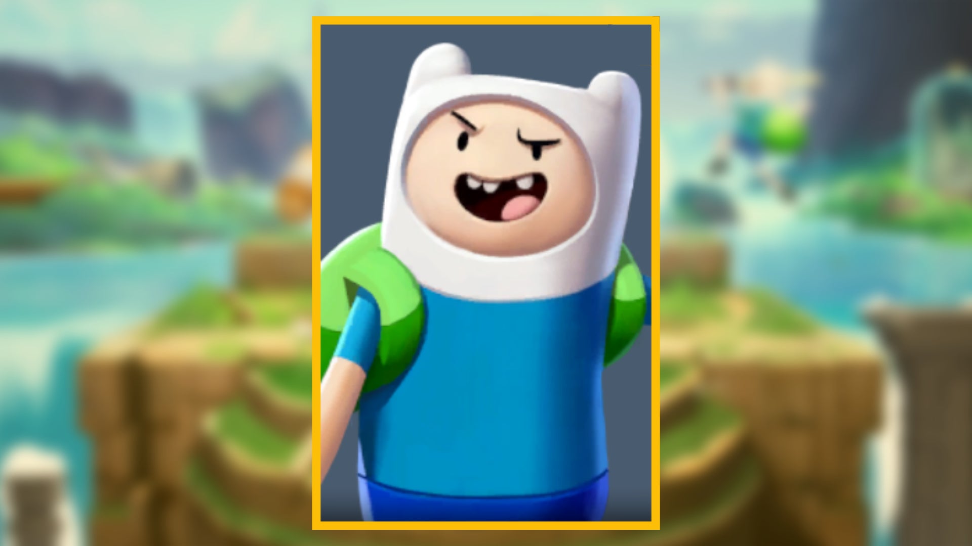 The character portrait of Finn, a playable character in MultiVersus, against a blurred background.