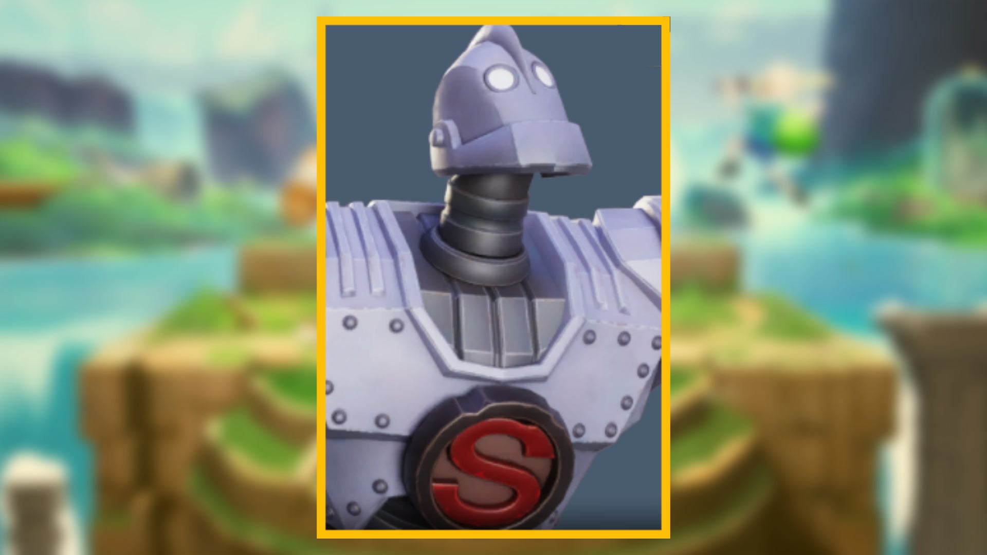 The character portrait of Iron Giant, a playable character in MultiVersus, against a blurred background.