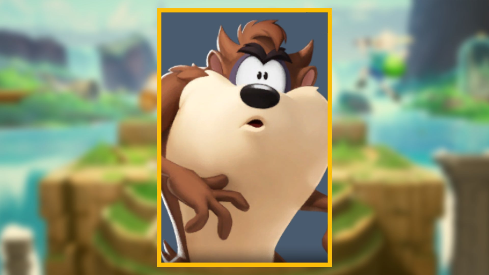 The character portrait of Taz, a playable character in MultiVersus, against a blurred background.
