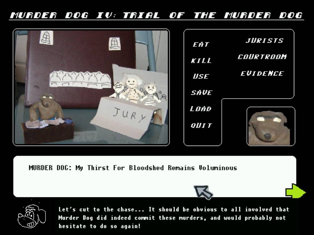 Screenshot from Murder Dog IV: Trial of the Murder Dog