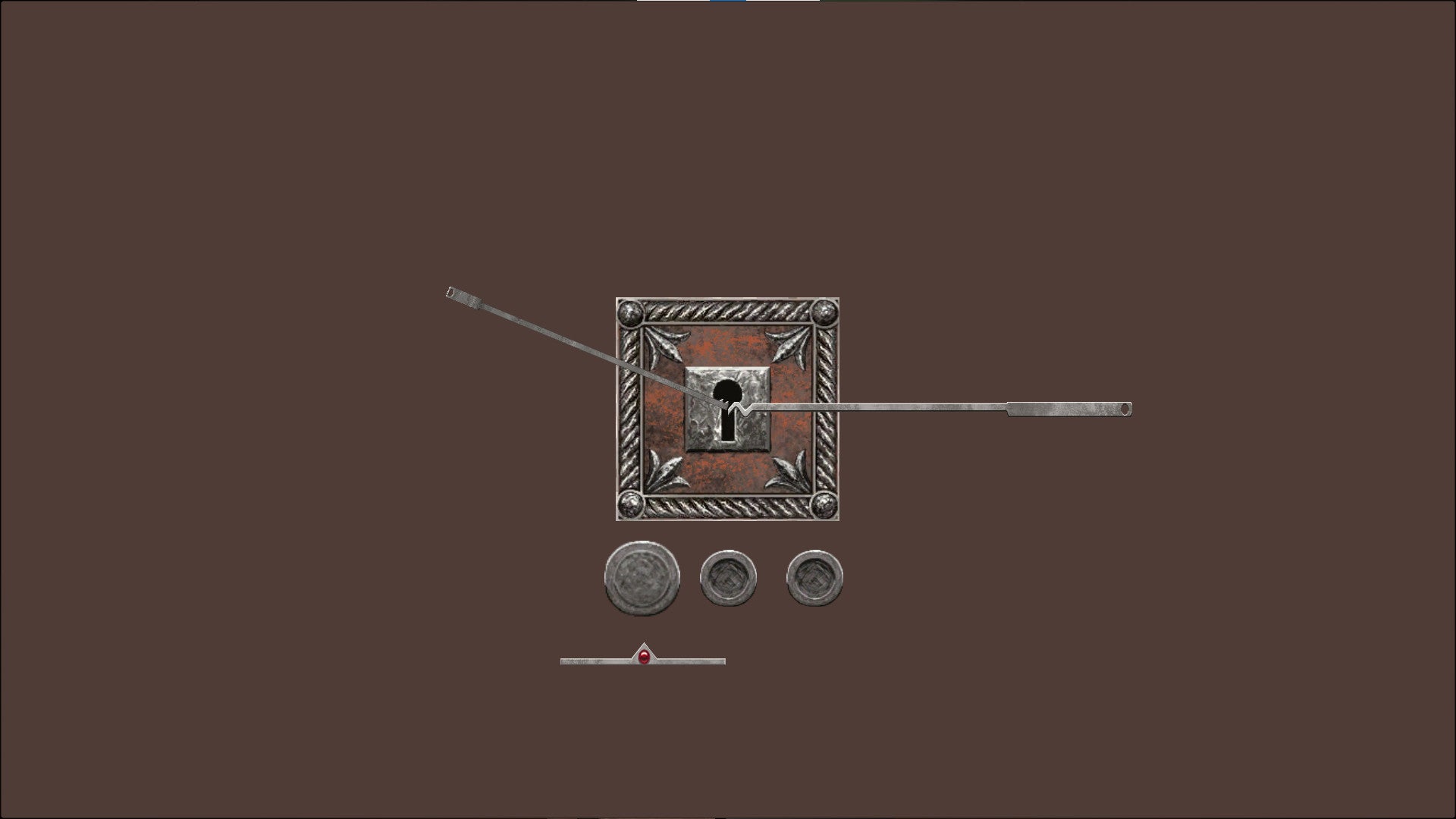 A screenshot of Museum Of Mechanics: Lockpicking, showing one of the included lockpicking minigames in action.