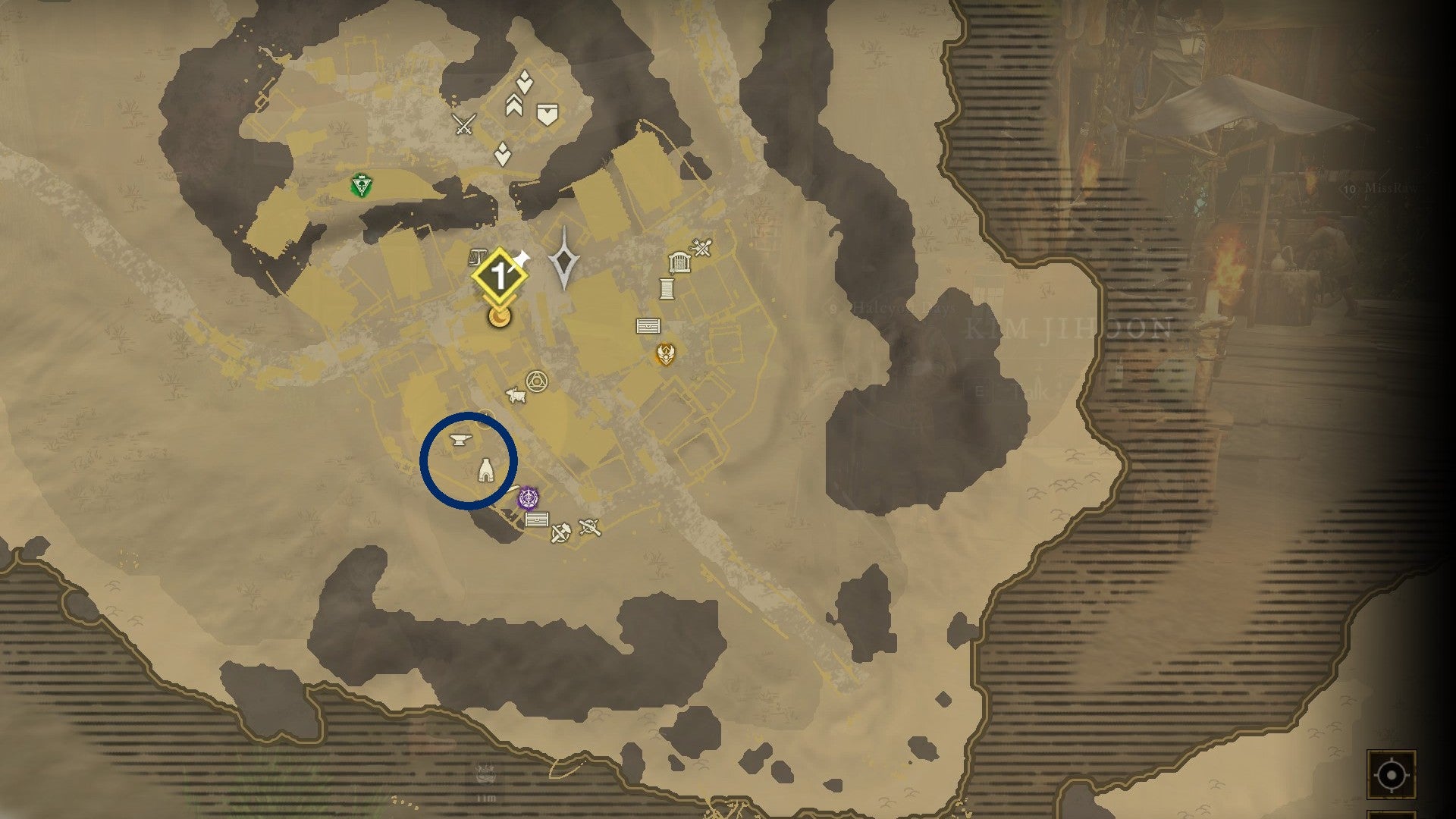 New World forge and smelter map icons at a settlement