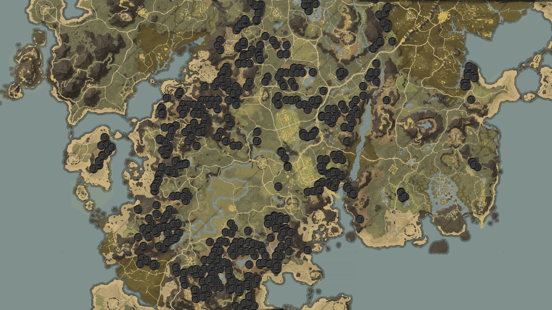 New World map showing lots of iron vein sources