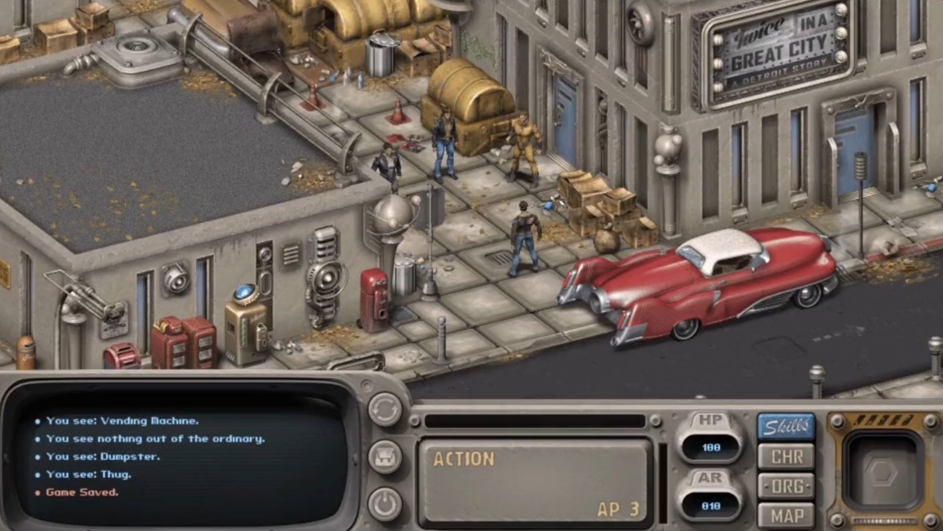 An image from a video of New Blood Interactive's CRPG, which is heavily inspired by Fallout and looks it.