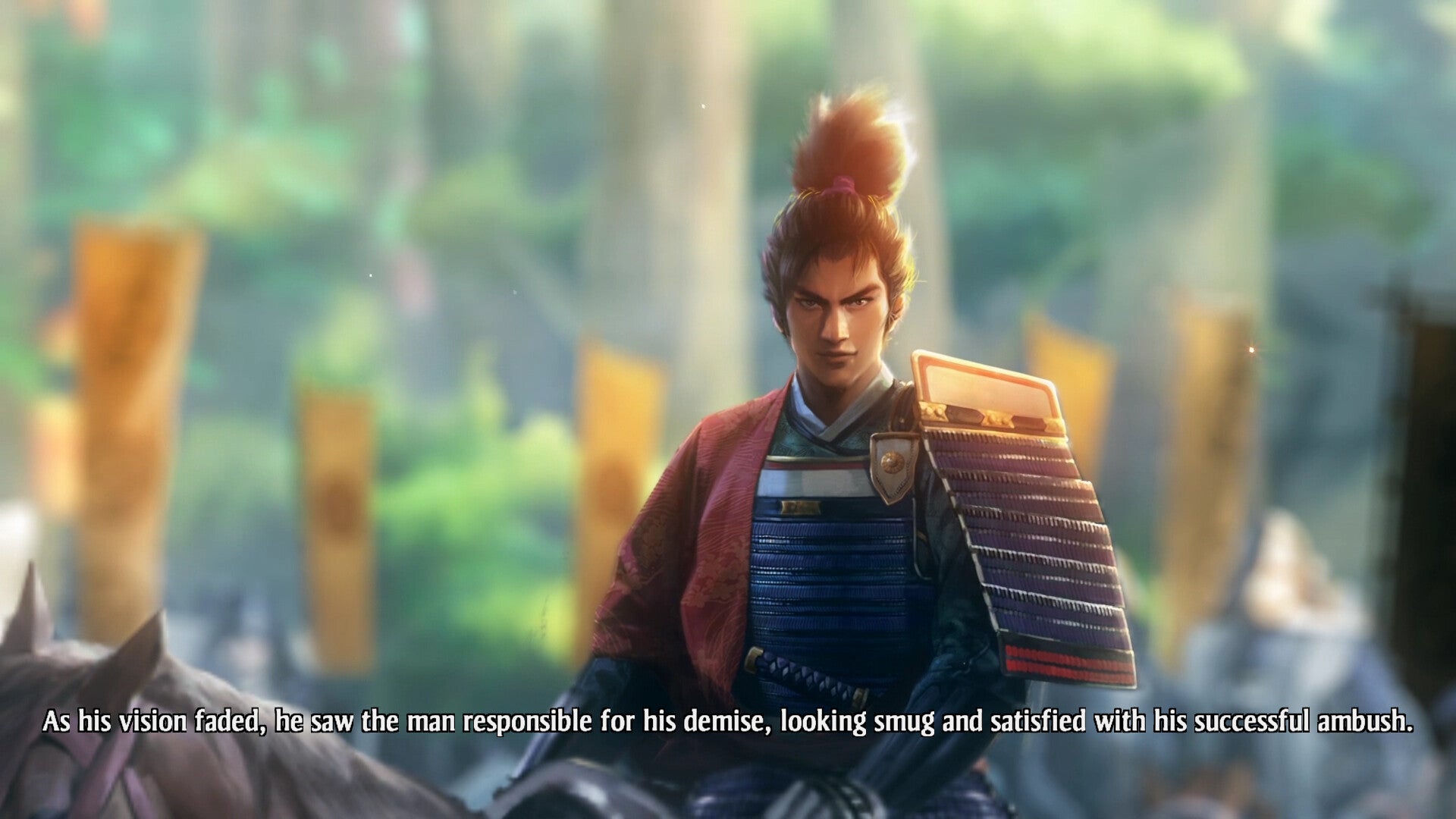 A soldier smiles smugly in Nobunaga's Ambition: Awakening.