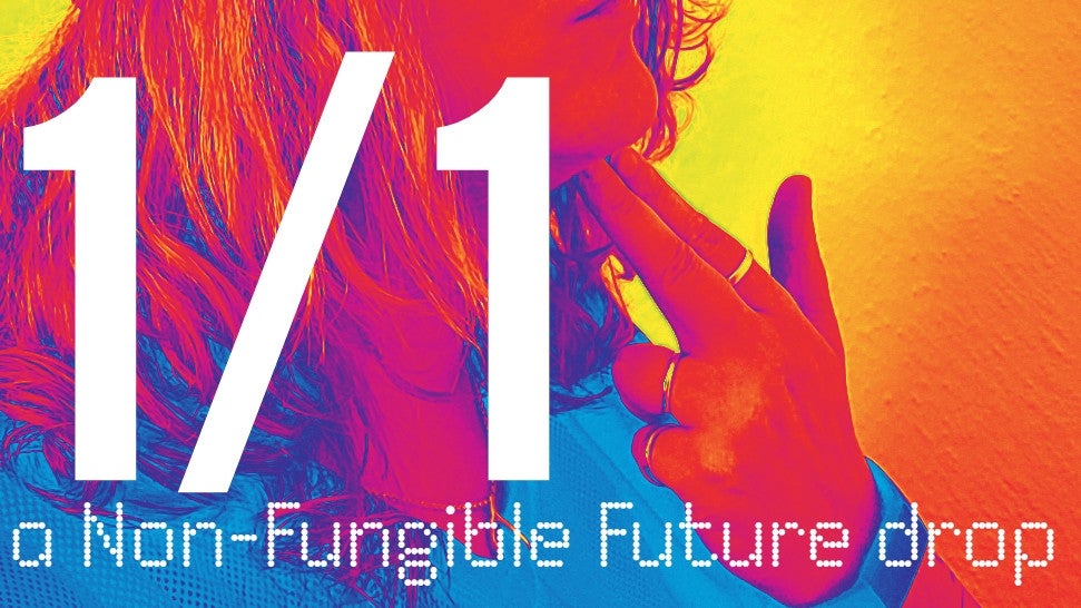 Placeholder artwork for my novel: 1/1, a Non-Fungible Future drop.