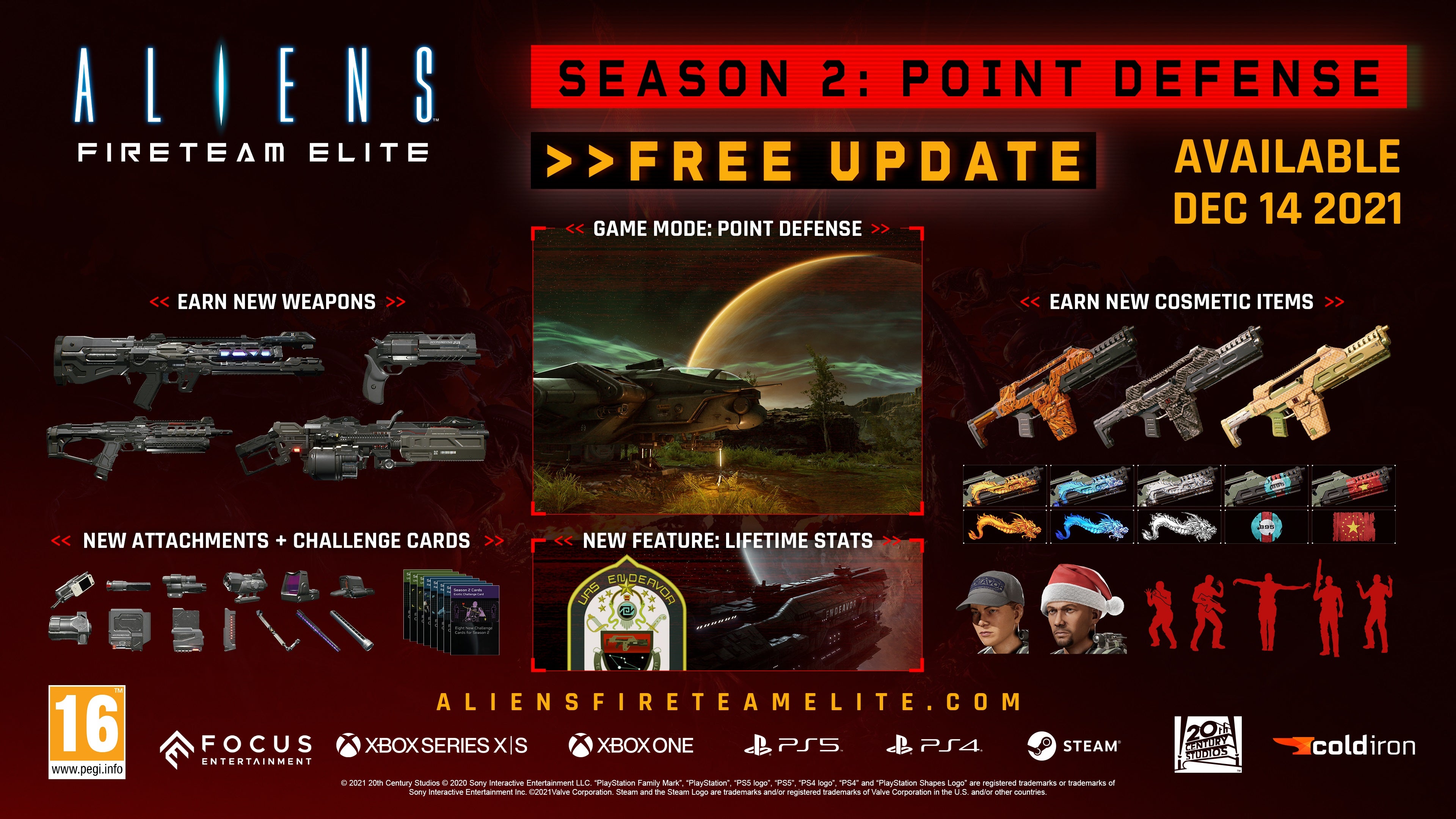 Details about Aliens: Fireteam Elite's new updatem there are pics of the new weapons, challenges and mode.