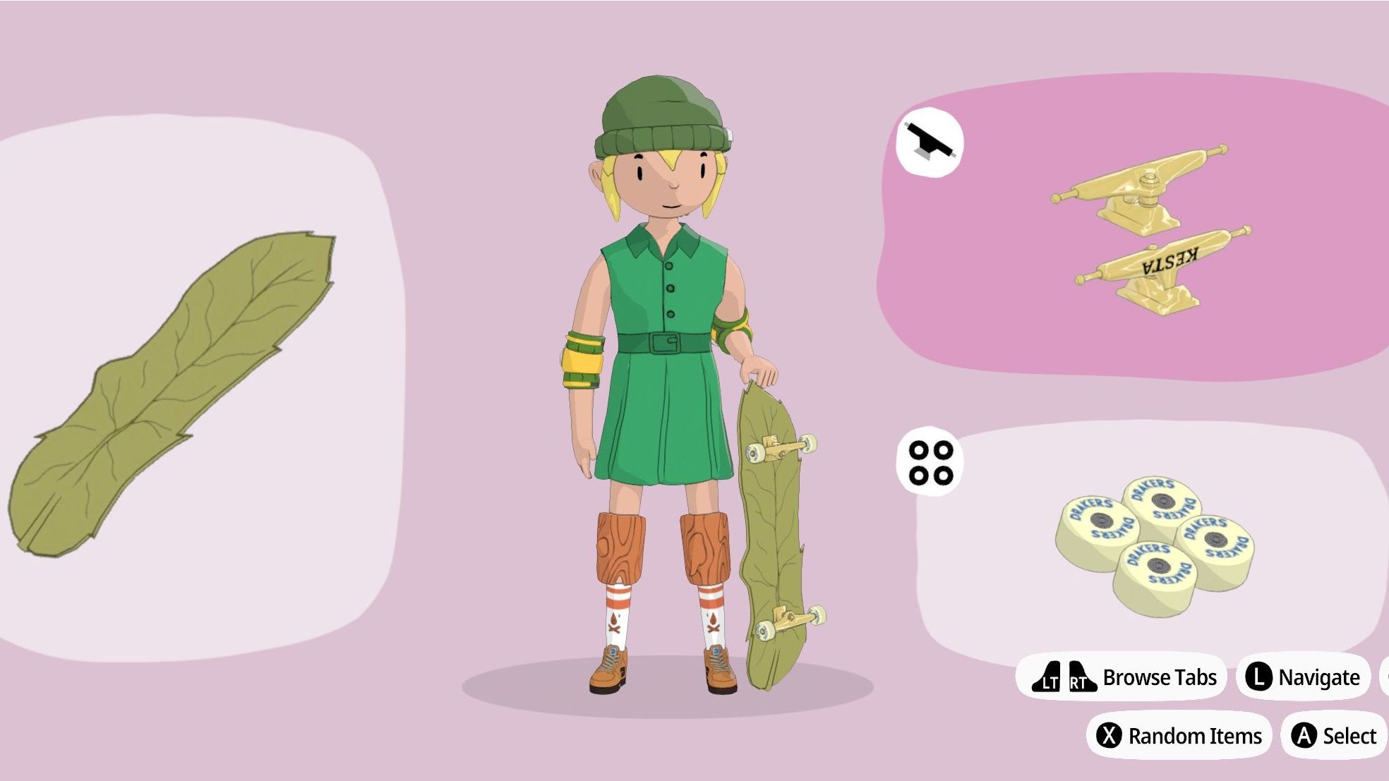 Link from the Zelda series made in the OlliOlli World character customiser