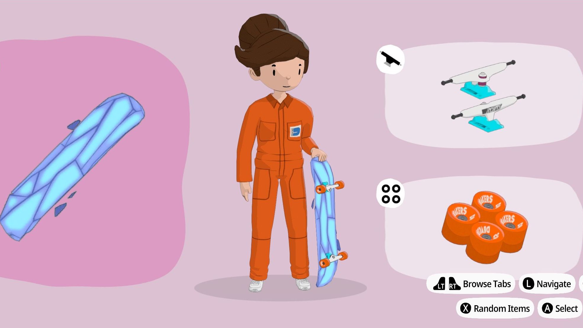 Chell from Portal as imagined in the OlliOlli World character customiser