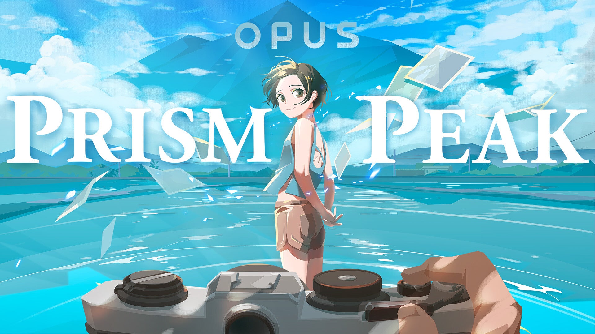 A camera points to a young girl looking back over her shoulder in artwork for OPUS: Prism Peak