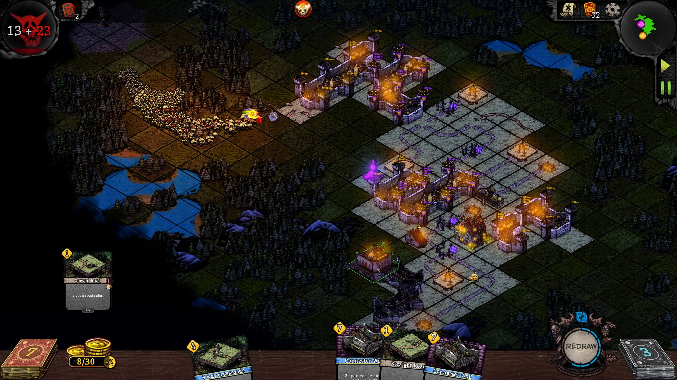 A large army of orcs approach numerous castles at night in ORX