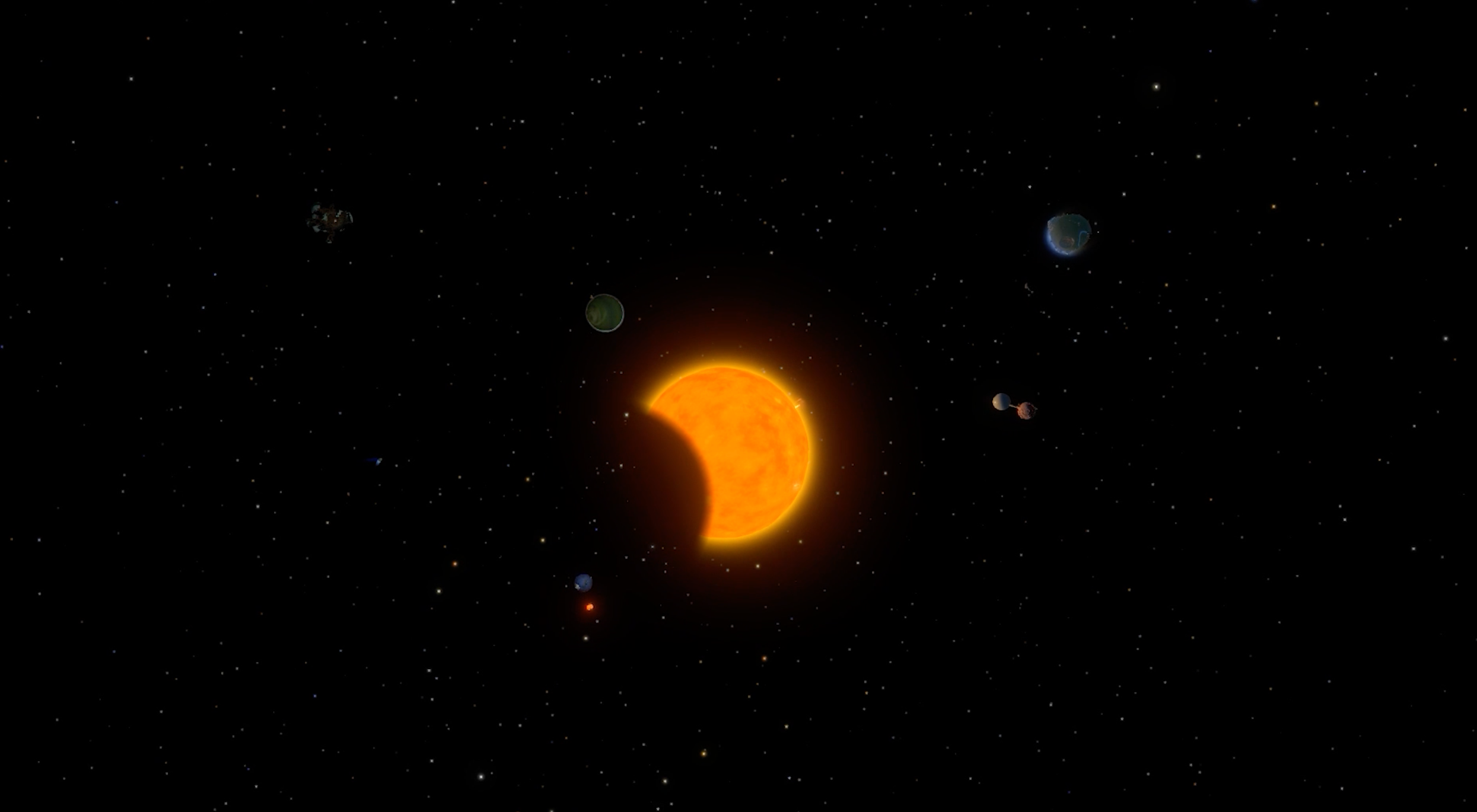 The beginning of an eclipse in Outer Wilds: Echoes Of The Eye