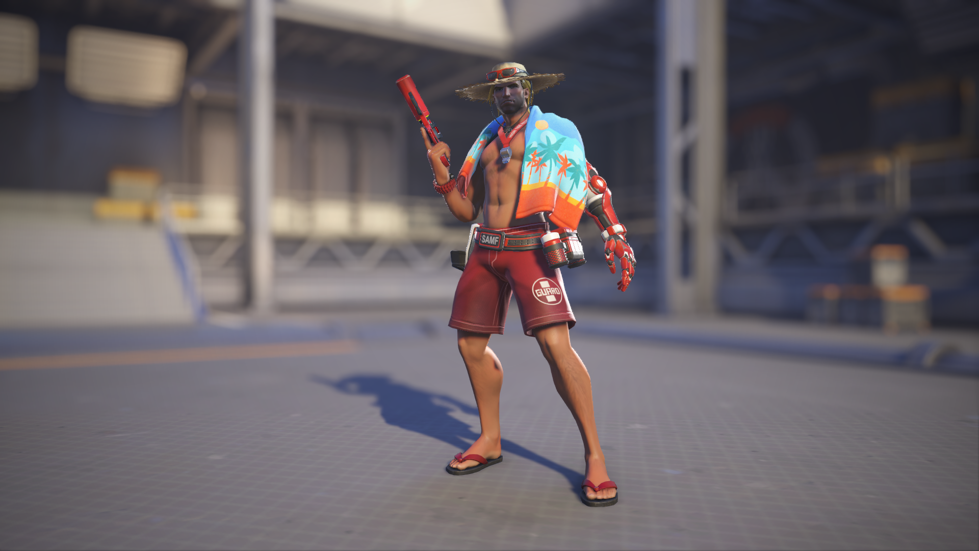 Cassidy models his Lifeguard skin in Overwatch 2.