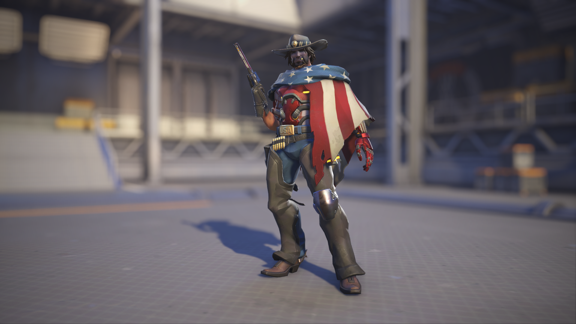 Cassidy models his American skin in Overwatch 2.