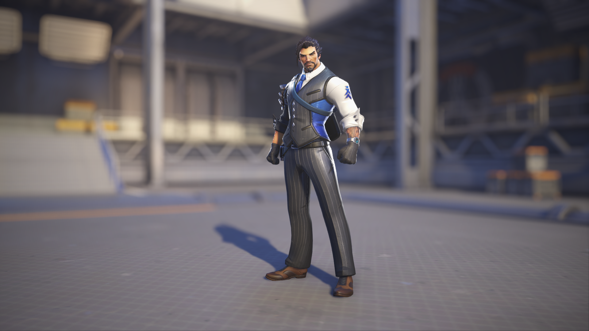 Hanzo models his Scion skin in Overwatch 2.