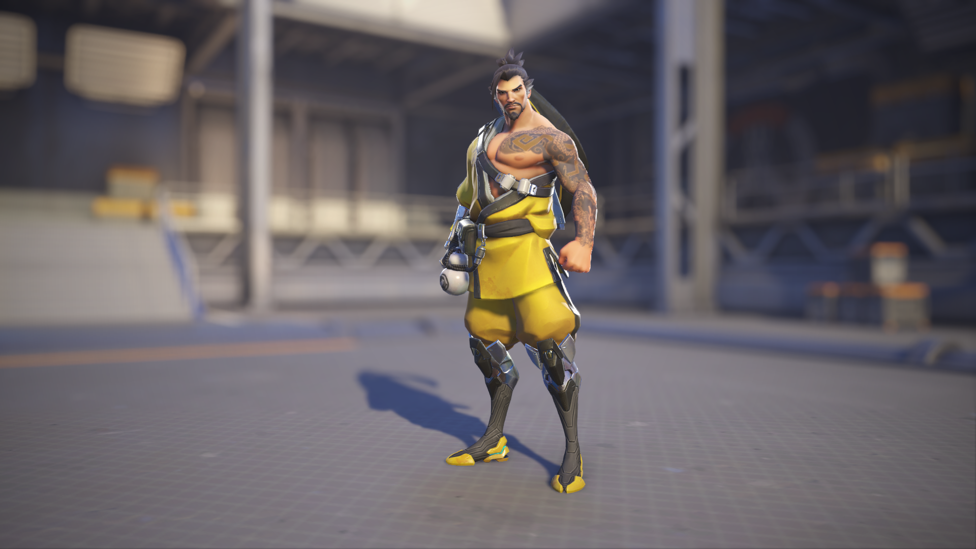 Hanzo models his Dragon skin in Overwatch 2.